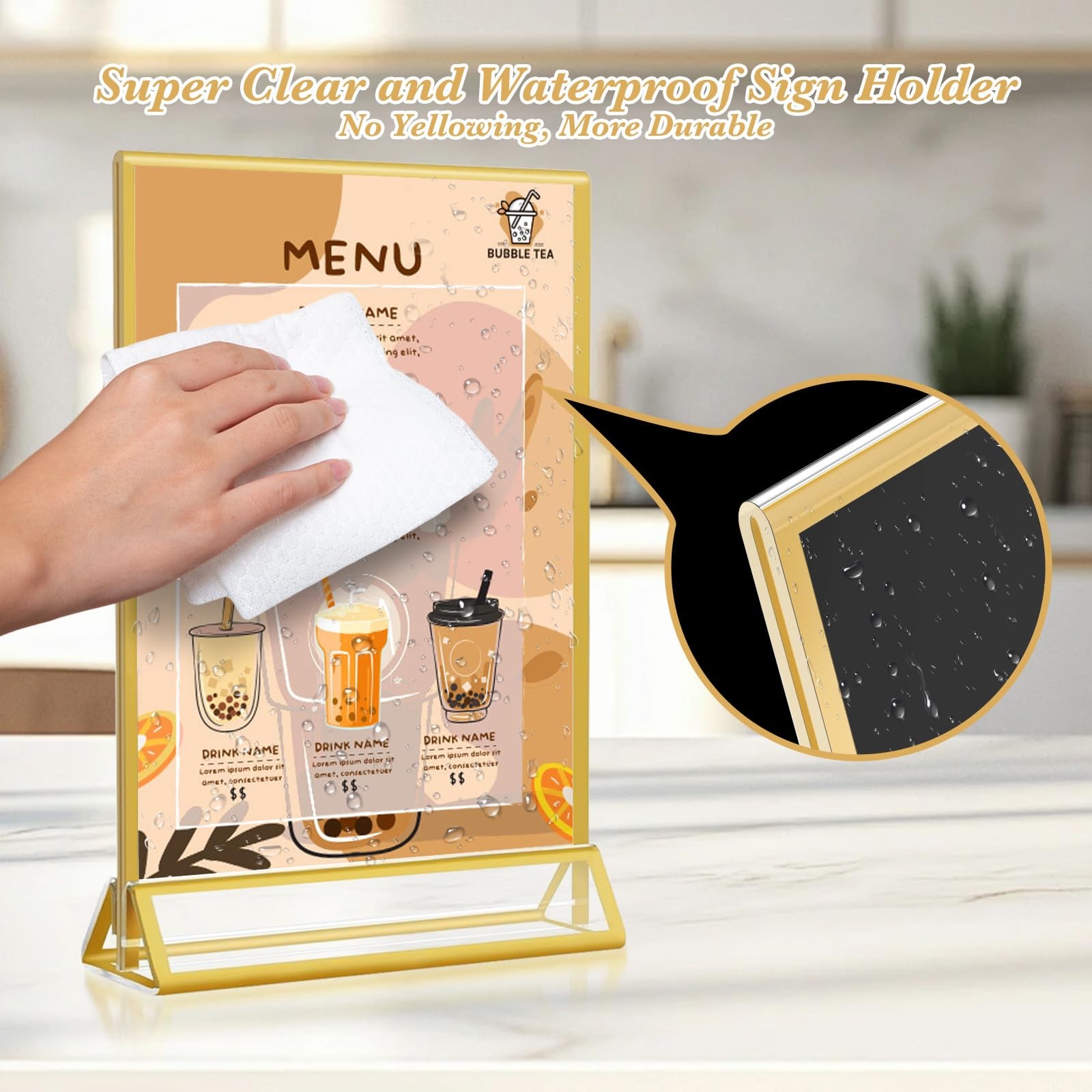 Gold Acrylic Sign Holder 5×7, 16 Pack Wedding Vertical-Gold16 Pack-5×7,