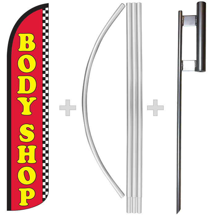 Body Shop 15&prime; Tall Windless Swooper Feather Banner Flag & Pole Kit
