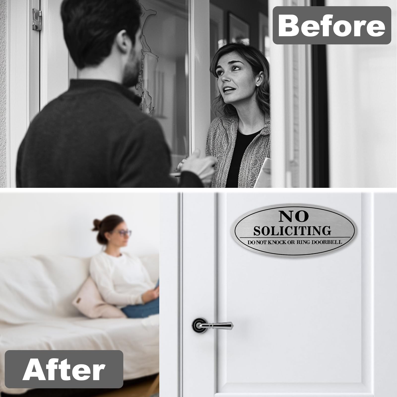 No Soliciting Sign with Magnets for House Garage Metal Front Door Mailbox