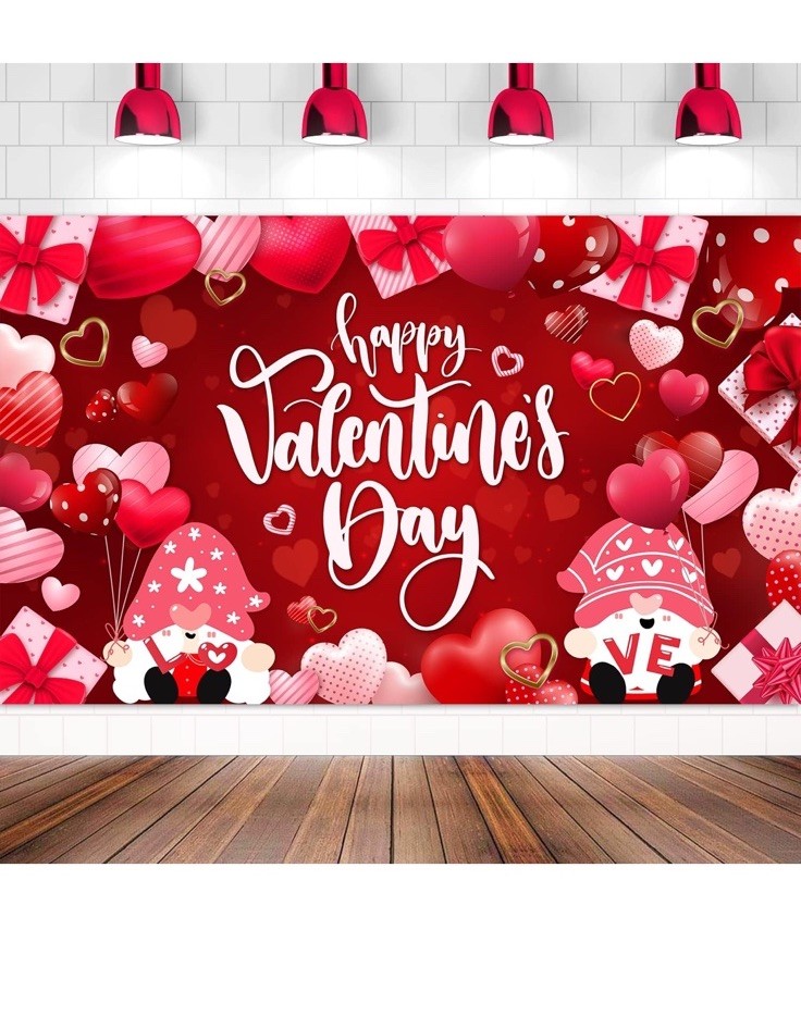valentines day banner size is 71×43 Inches