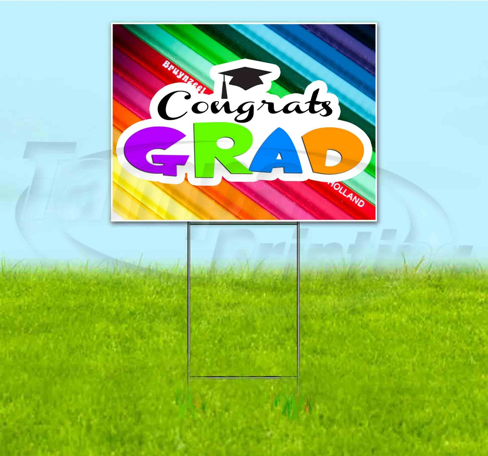 CONGRATS GRAD 18×24 Yard Sign Corrugated Plastic Bandit Lawn Business GRADUATE