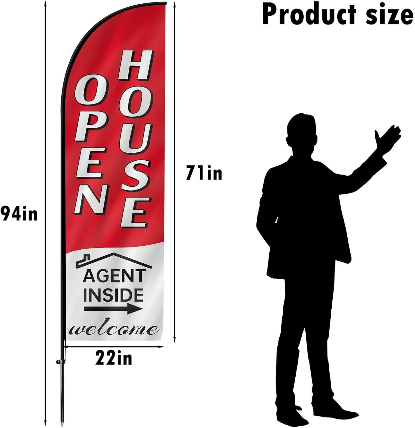 7.9FT Open House Signs for Real Estate Agents,Business Open House Flag and Po…