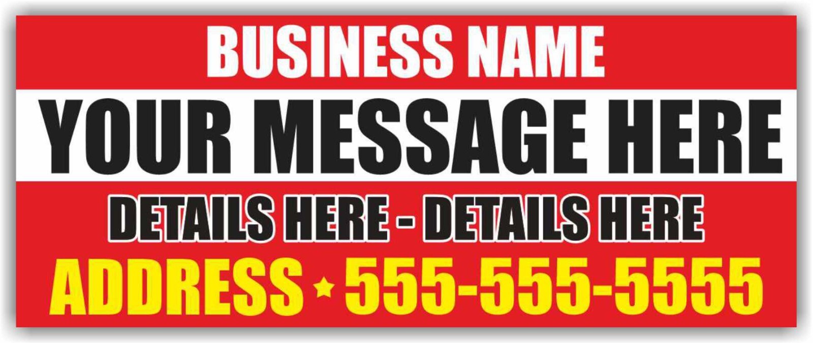 BUSINESS NAME Advertising Banner Vinyl Sign Message Service Сustom Text Event