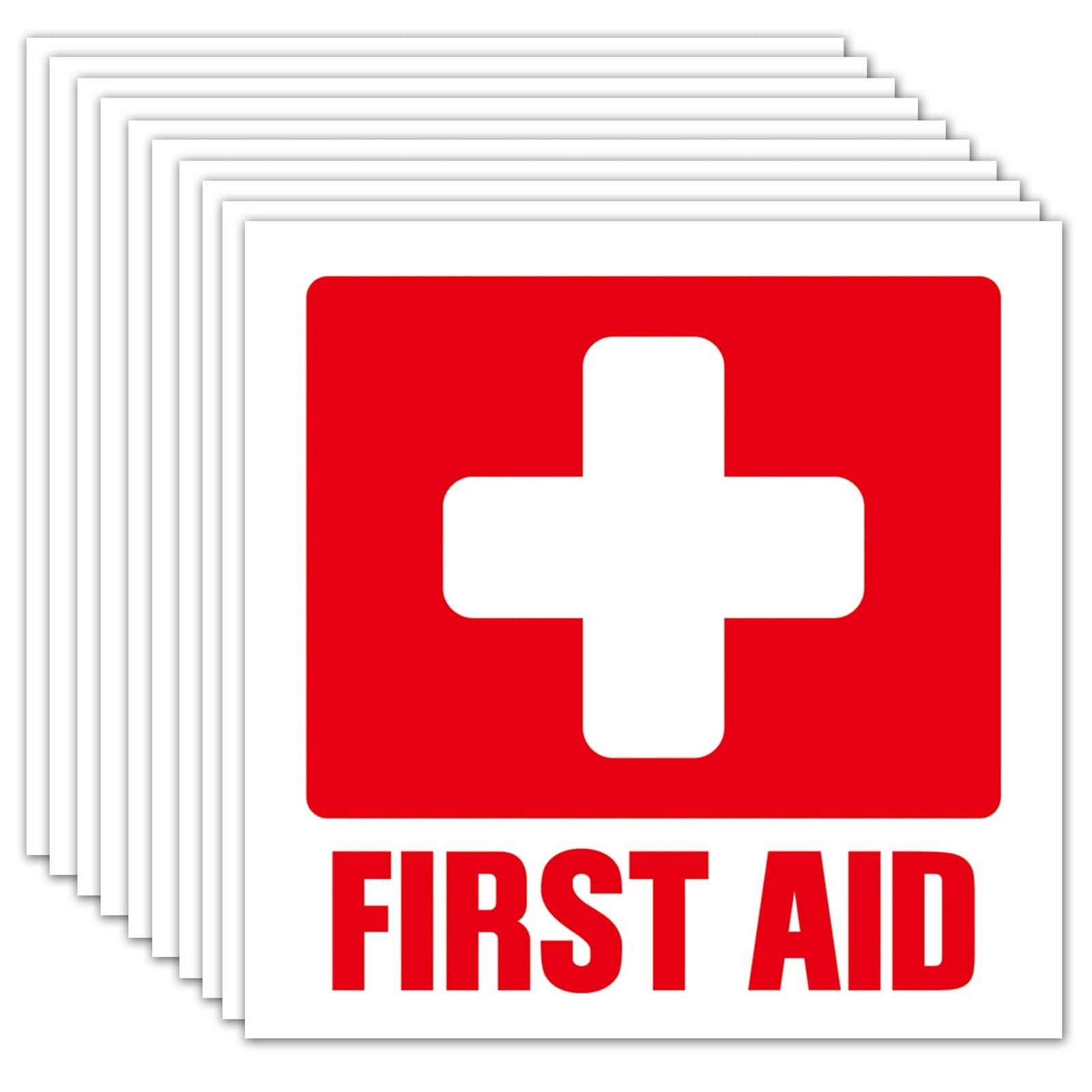 First Aid Kit Sign Sticker, 10 Pack Self Adhesive First Aid Decal Emergency f…