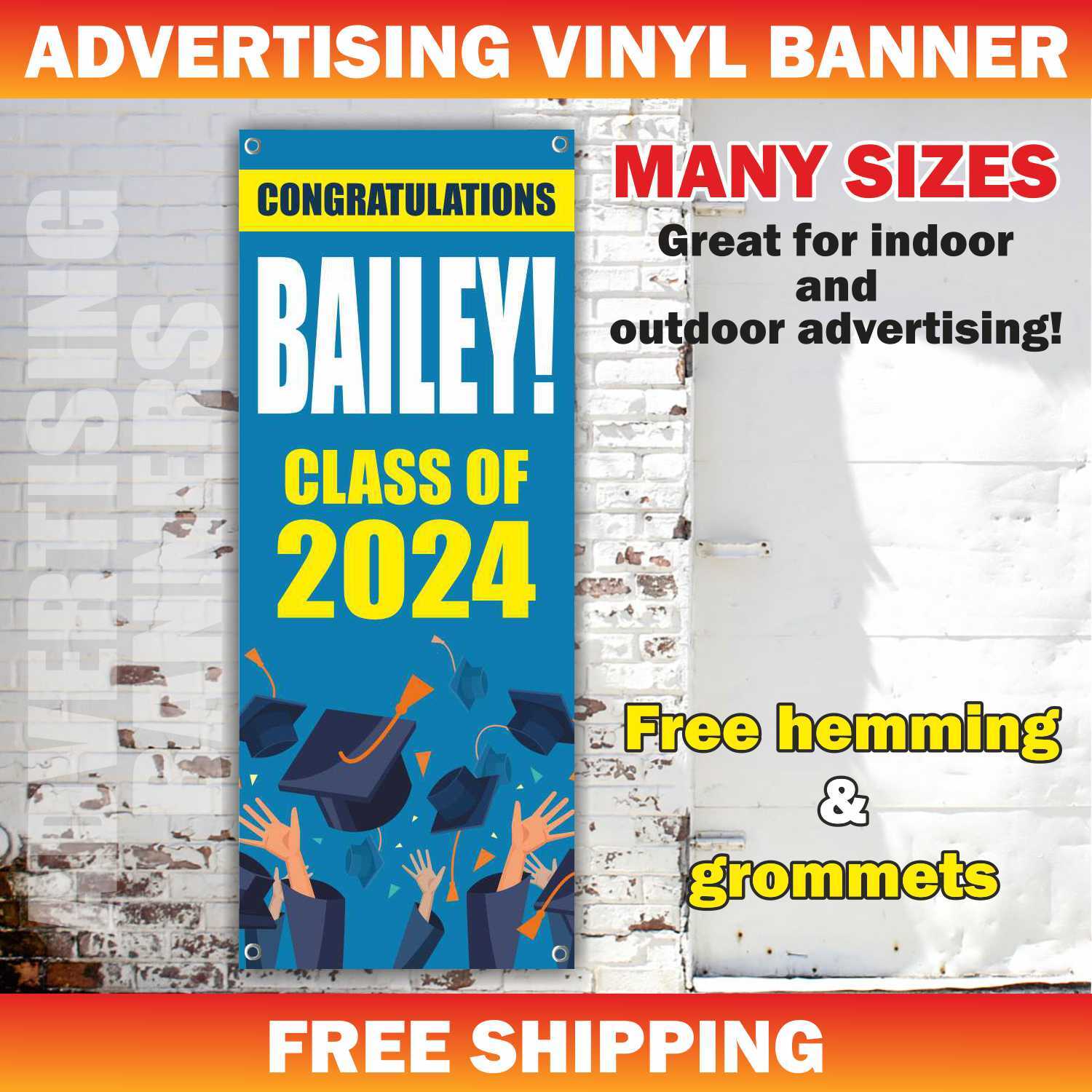 CLASS OF 2024 Advertising Banner Vinyl Mesh Sign School University Graduate