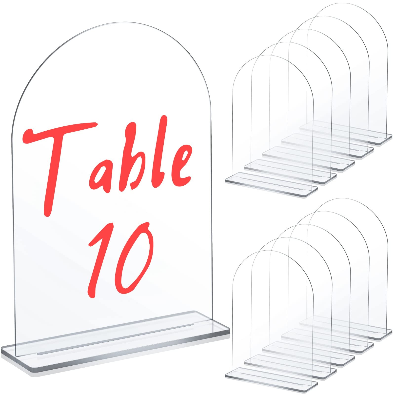 Clear Arch Acrylic Sign 5×7 Inch Stand DIY Wedding Table Number Blank 10 PCS