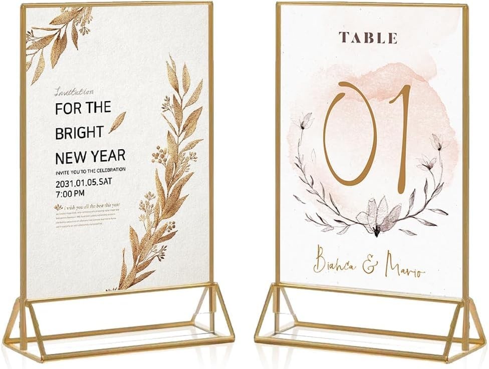 12PCS Acrylic Gold Sign Holders, 4 »x6 » Wedding 4 »×6 », Transparent +
