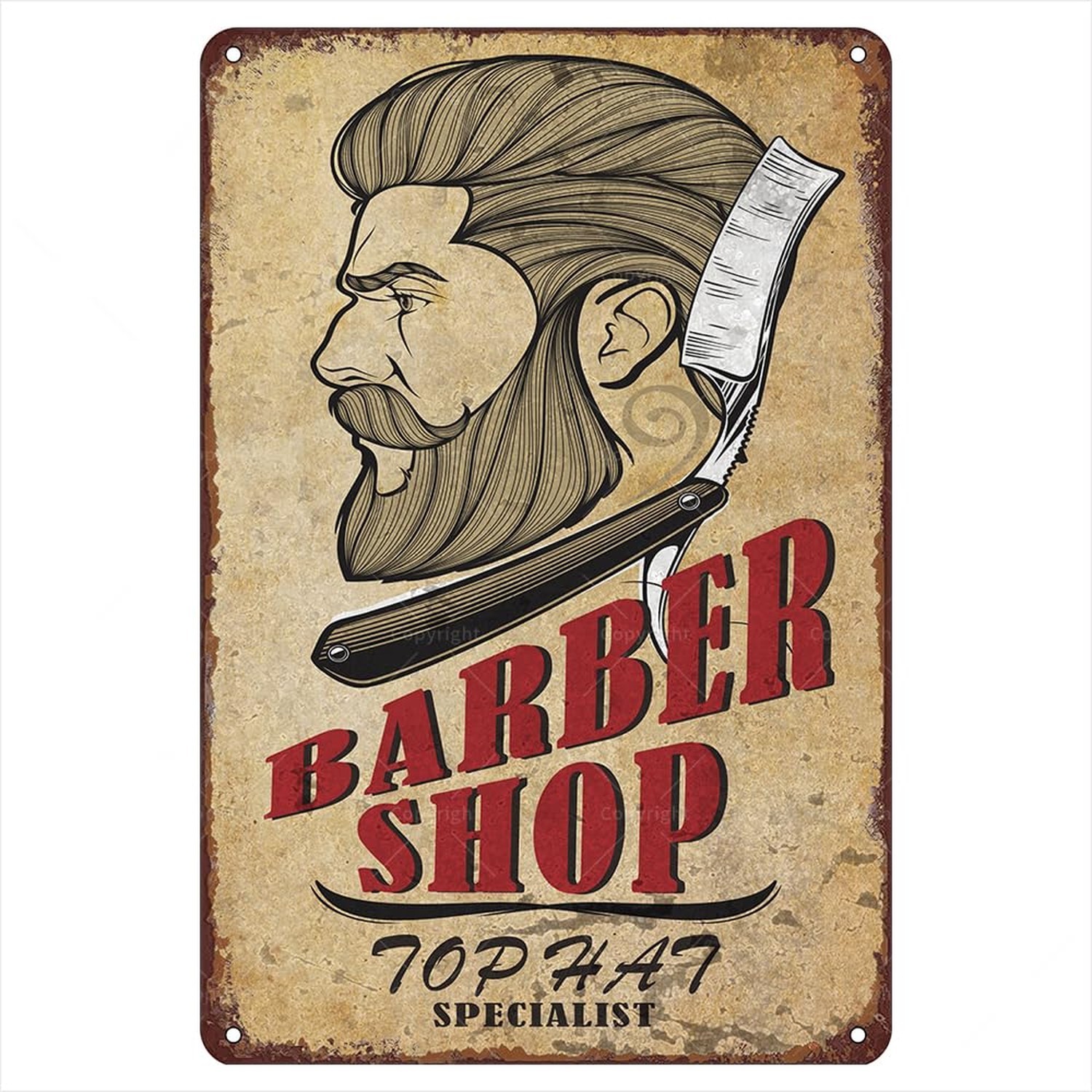 Haircut Metal Tin Sign, 12&Prime; » X 8&Prime; » – Retro Vintage Signs, Barber Shop Wall Ar…
