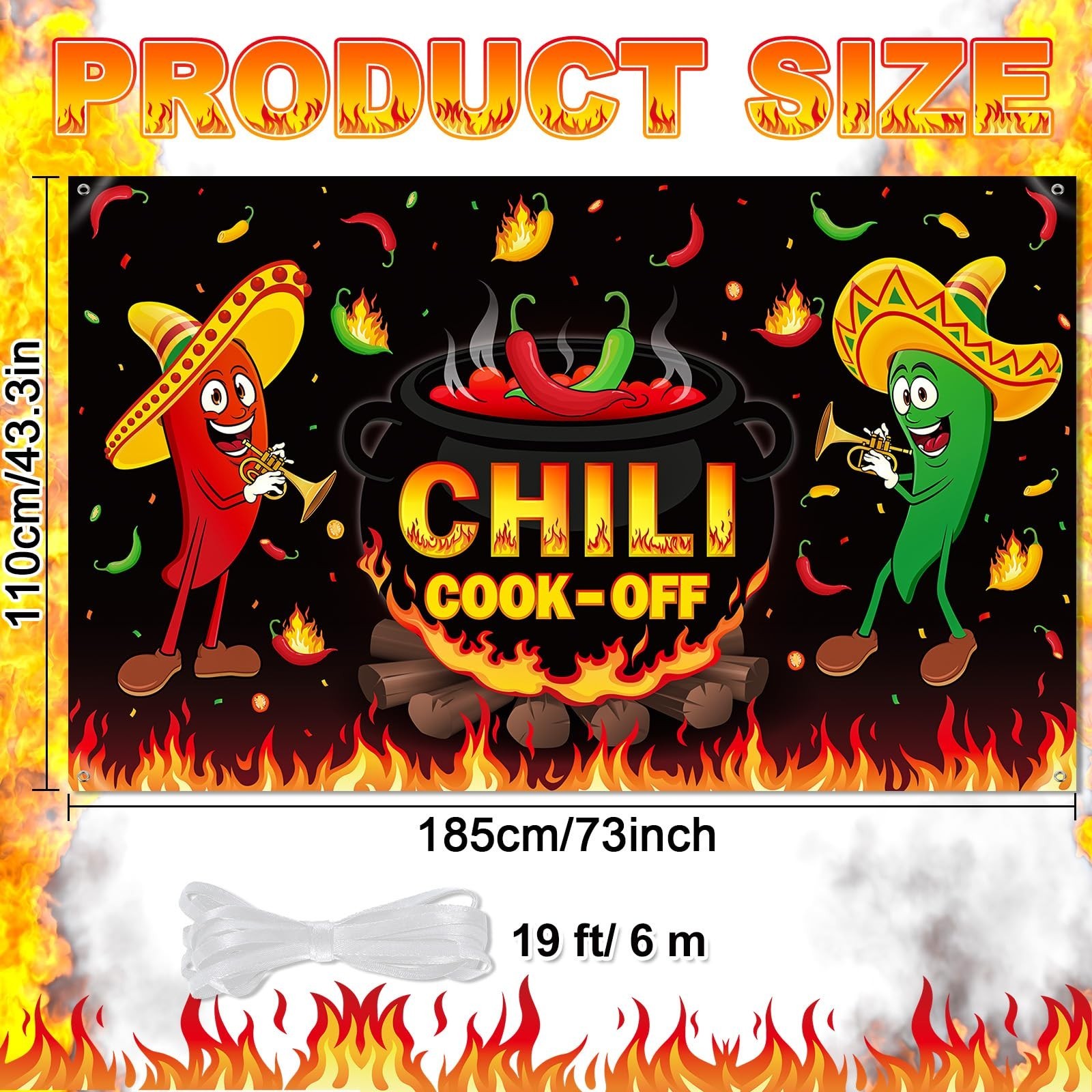 Panelee Chili Cook off Decorations 73 x 43 Inch Chili Cook off Banner Photogr…