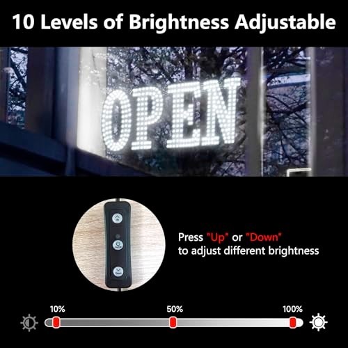 Extra Large 40&Prime;x14&Prime; LED Open Sign with Remote, 10 Brightness Levels, High Visibi