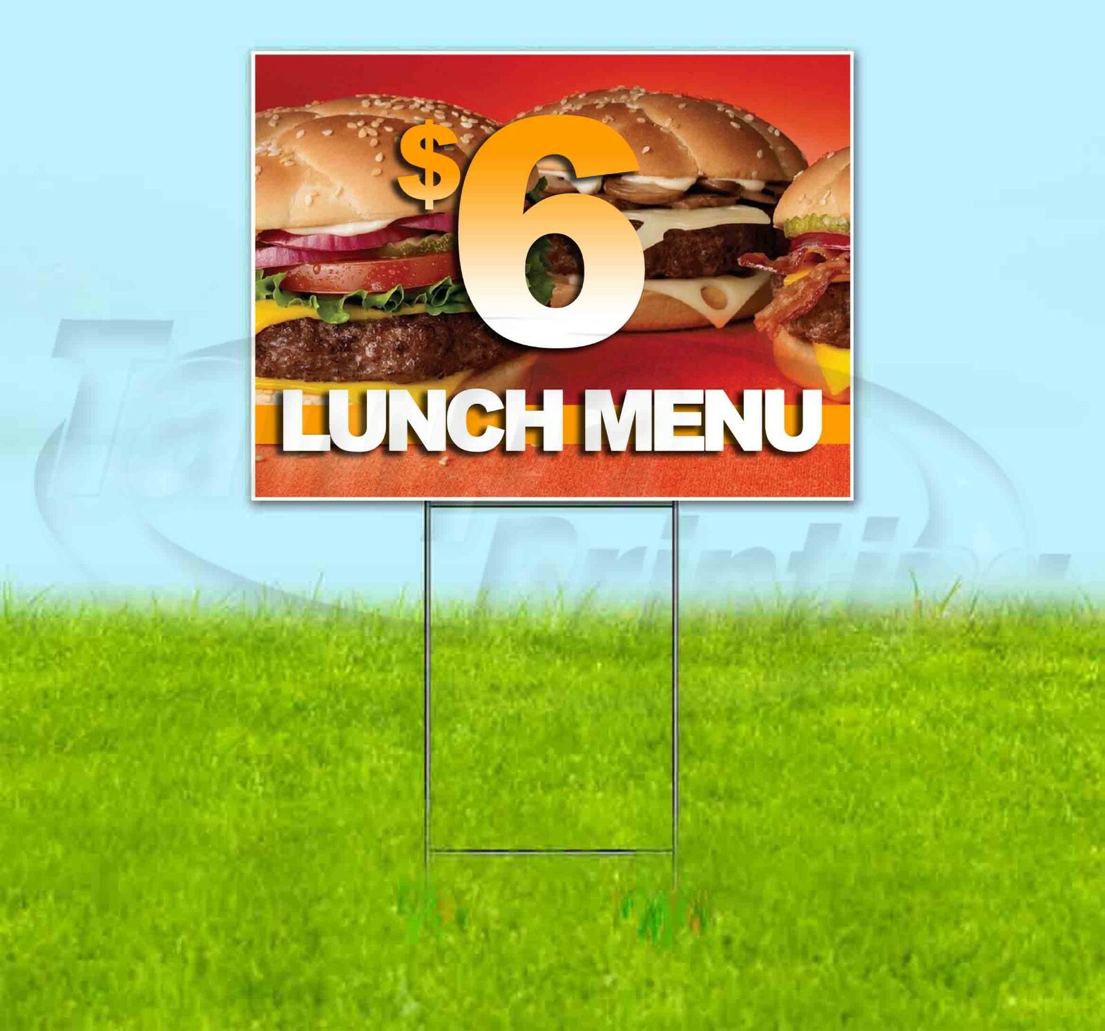$6 LUNCH MENU 18×24 Yard Sign Corrugated Plastic Lawn Business USA FOOD