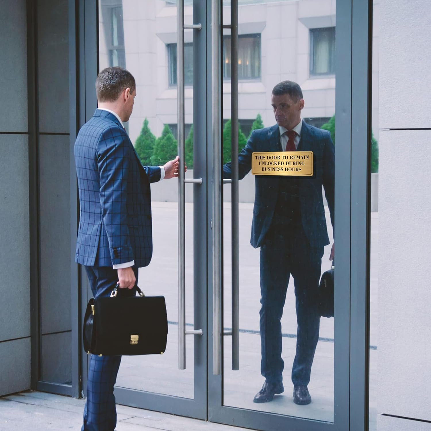 2PCS Door Must Remain Unlocked During Business Hours Sticker Sign，Self-Adhesive