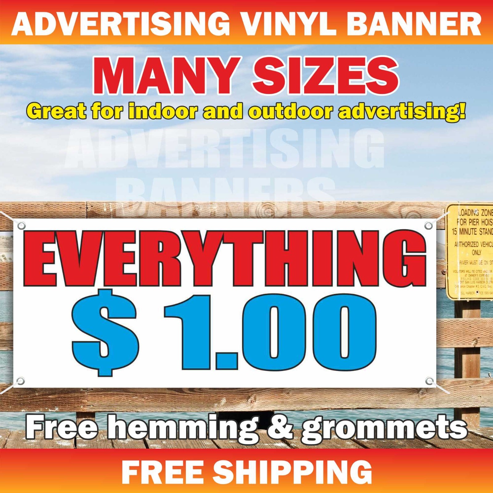 EVERYTHING $ 1 Advertising Banner Vinyl Mesh Sign sale store shop discount buy