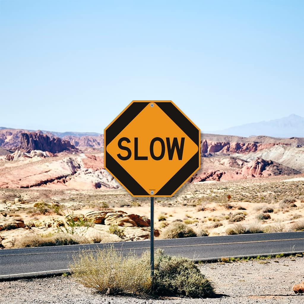 2 Pack Slow Sign Slow down Signs 12 X 12 Inches Safety Traffic Stree Sign Engine