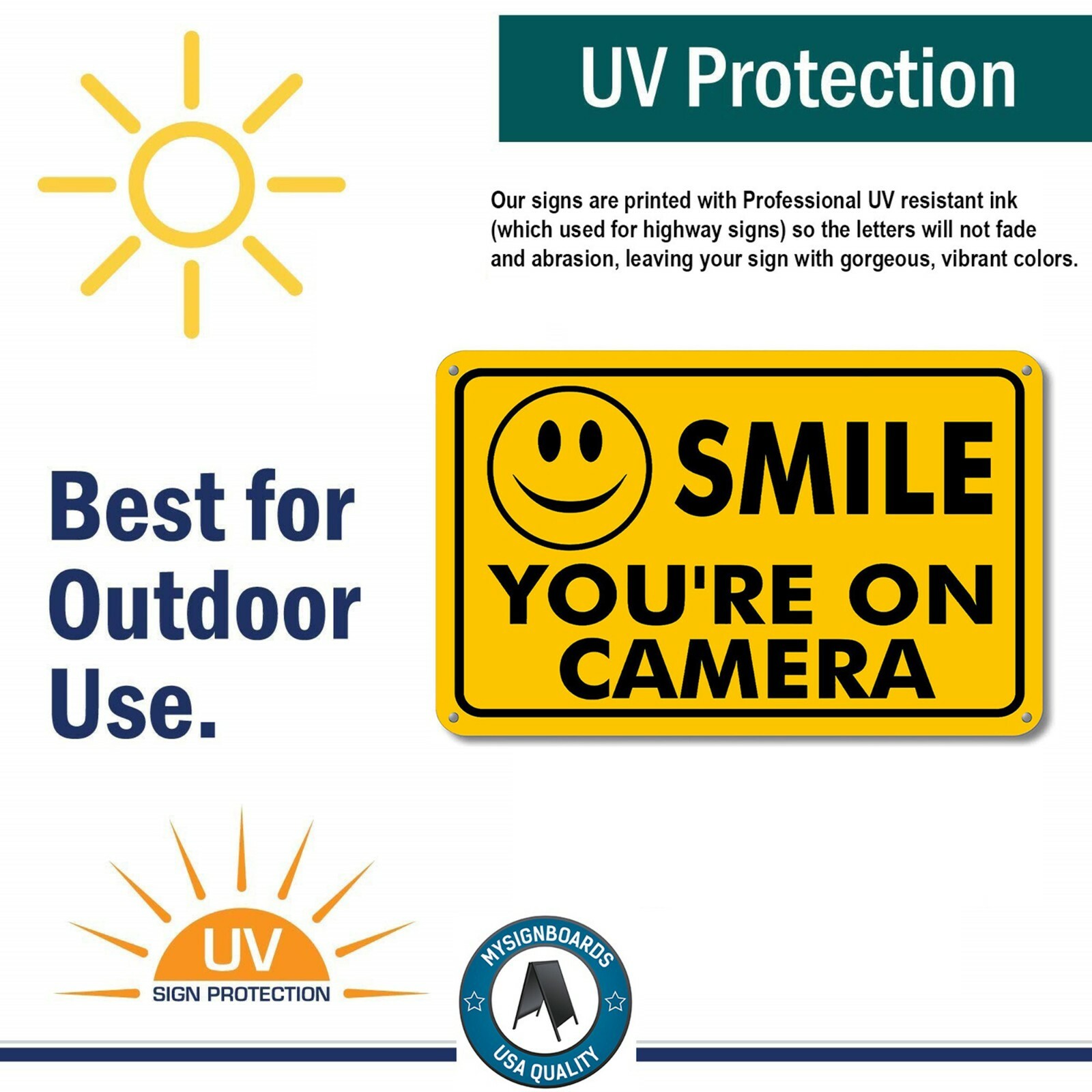 NEW SMILE YOU&rsquo;RE ON CAMERA SECURITY WATERPROOF BUSINESS YELLOW SIGN VIDEO CCTV
