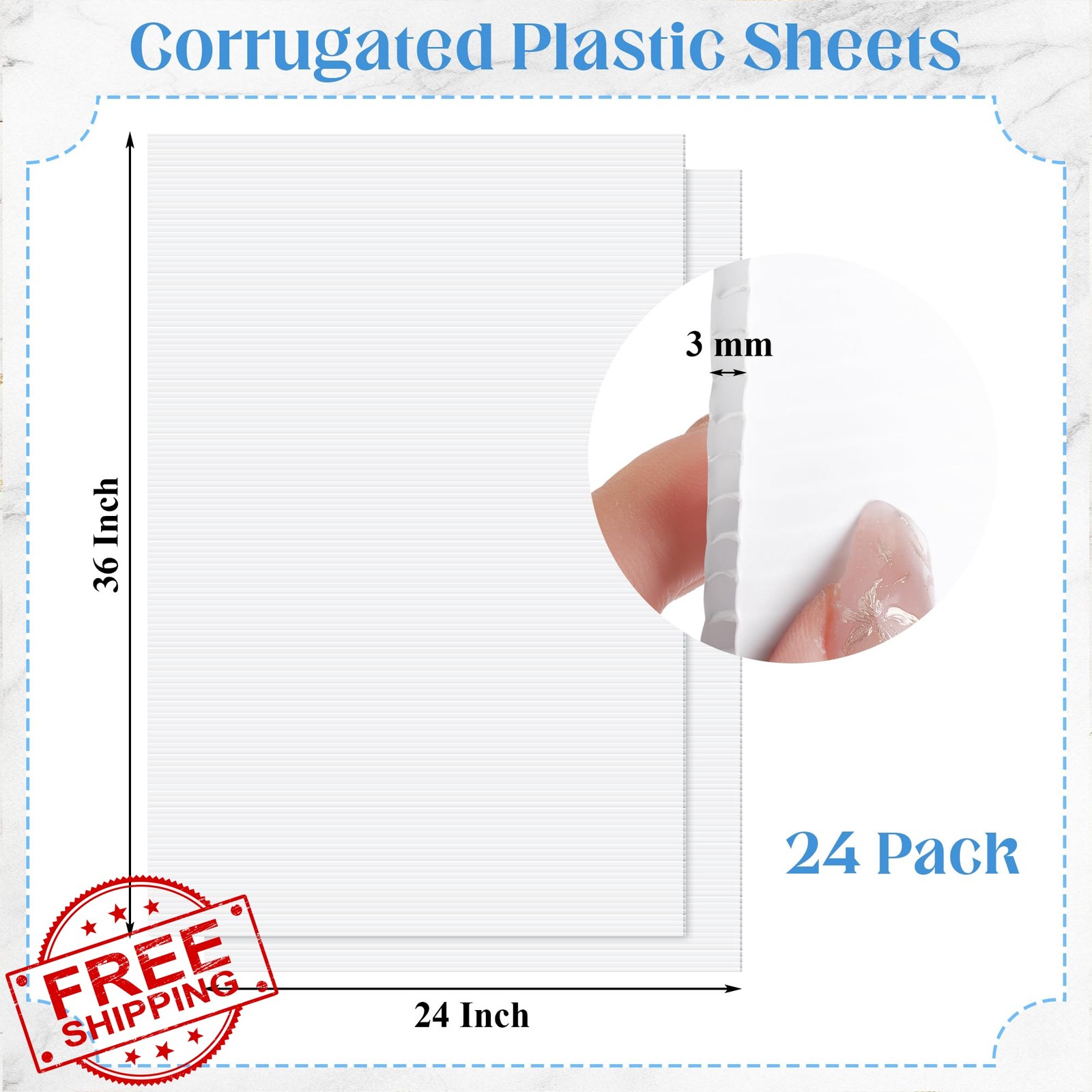 Aneco 24 Pack Corrugated Plastic Sheets 24 x 36 Inch Waterproof Blank Yard Si…