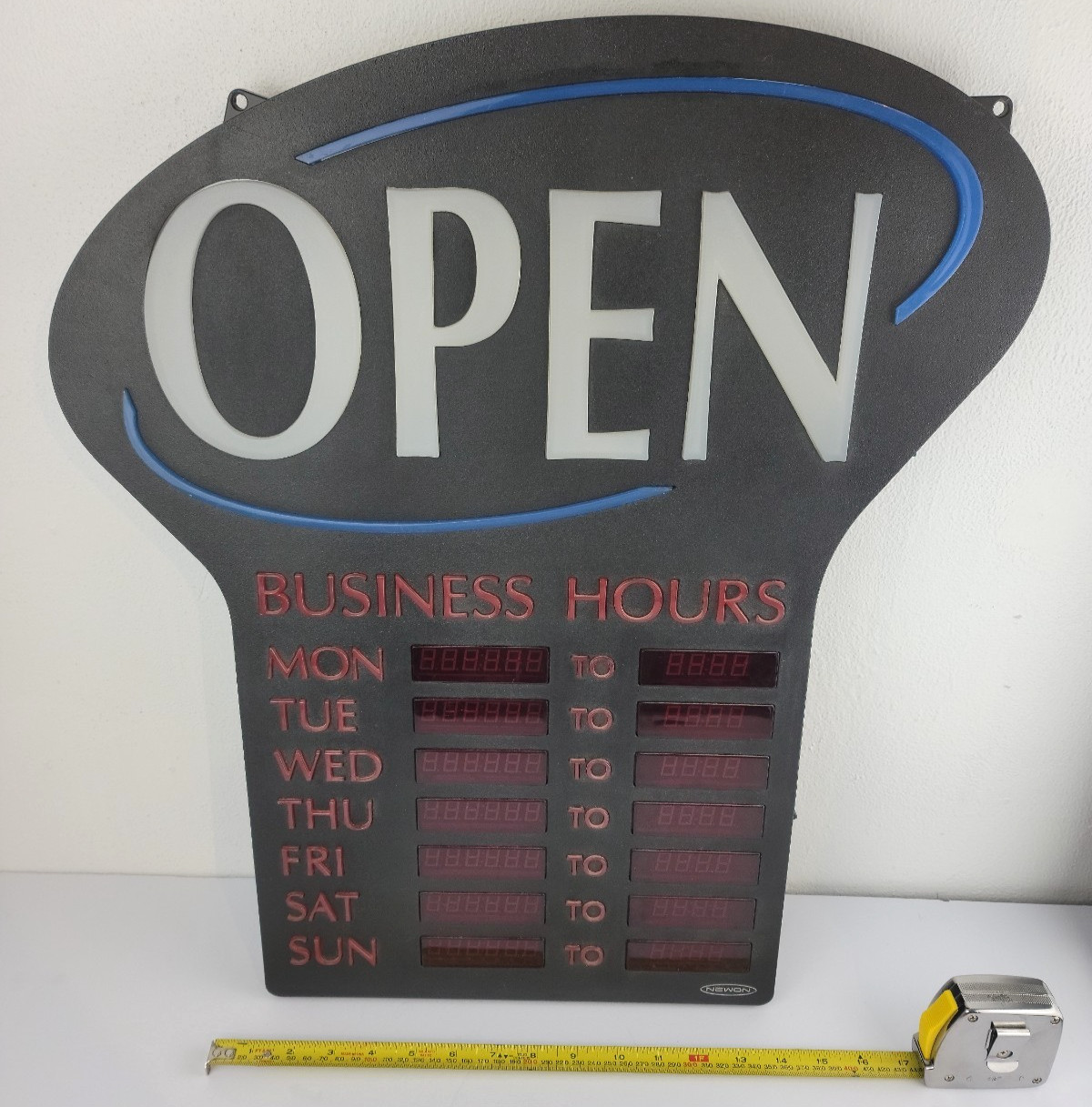 Newon LED OPEN Sign with Programmable Business Hours and Flashing Effects 24″