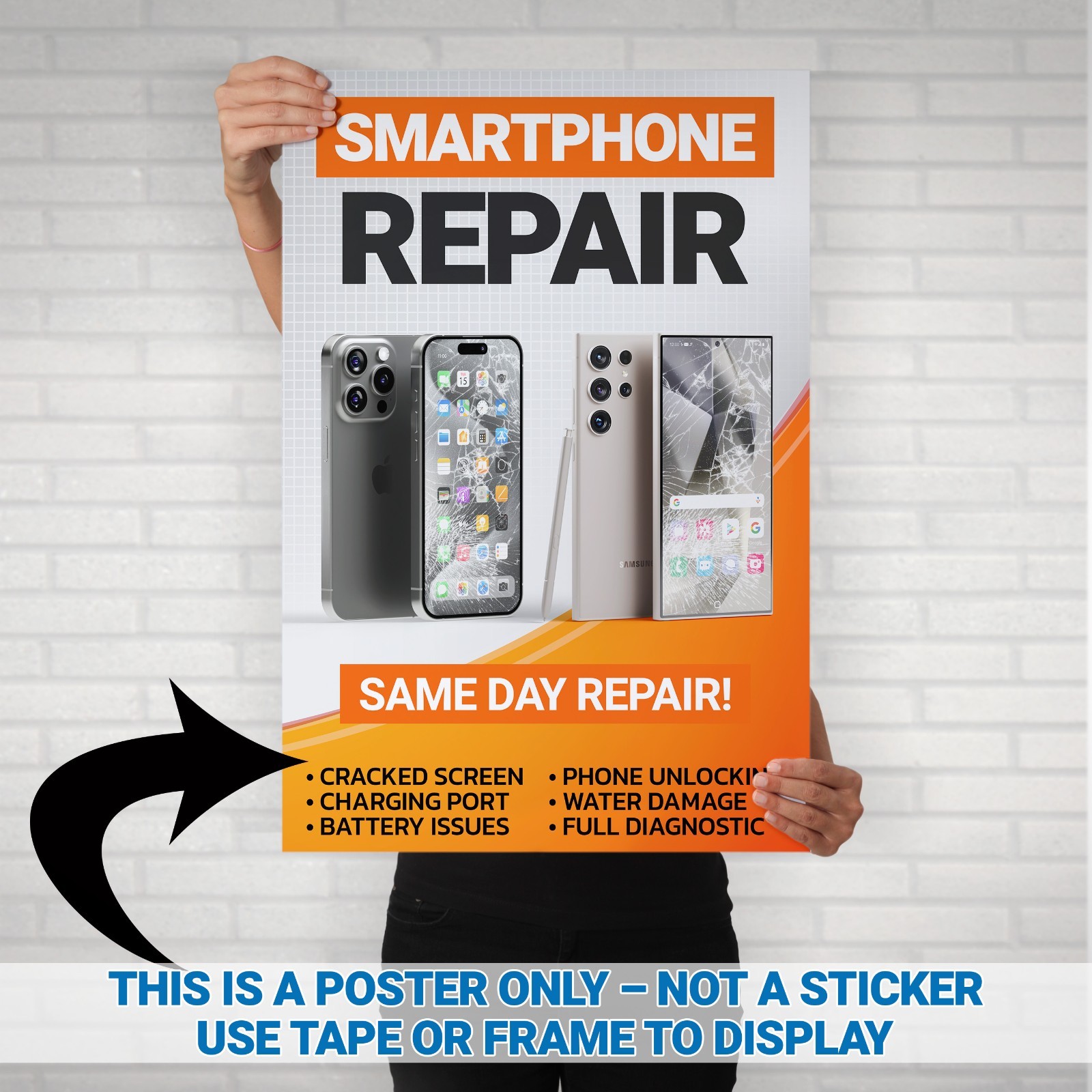 Smartphone Repair Service Poster – Quick Fix Apple & Samsung – Store Banner Sign