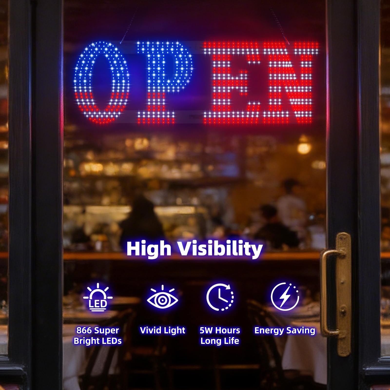 LED Open Signs for Business, 30&Prime; x 10&Prime; Large super Bright LED open Sign, Dimm…