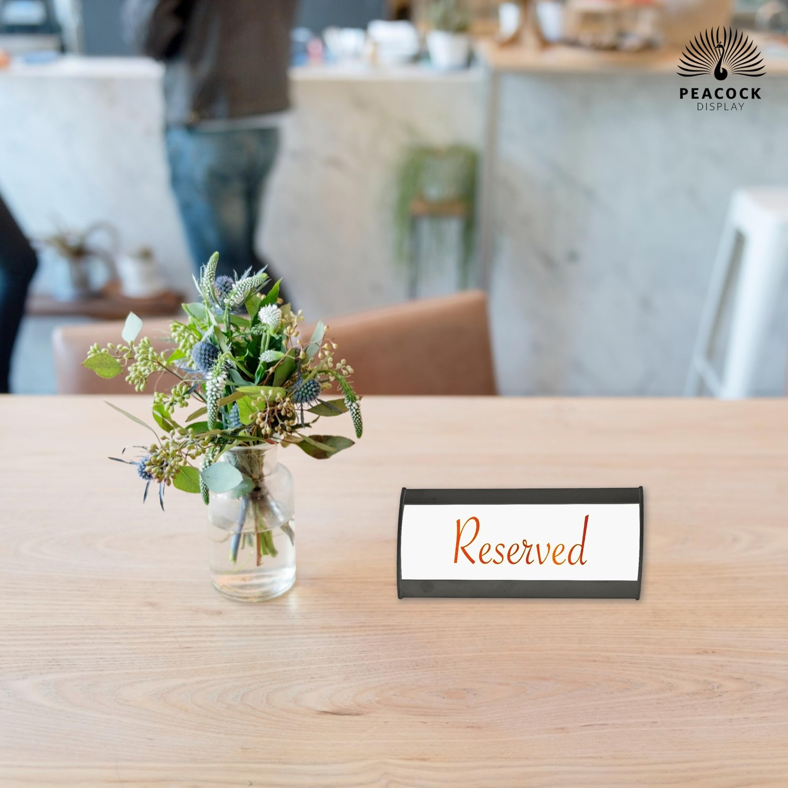 Table Sign – (6.00&Prime; x 2.7&Prime;) Curved Table Sign Holder with Replaceable Insert,…