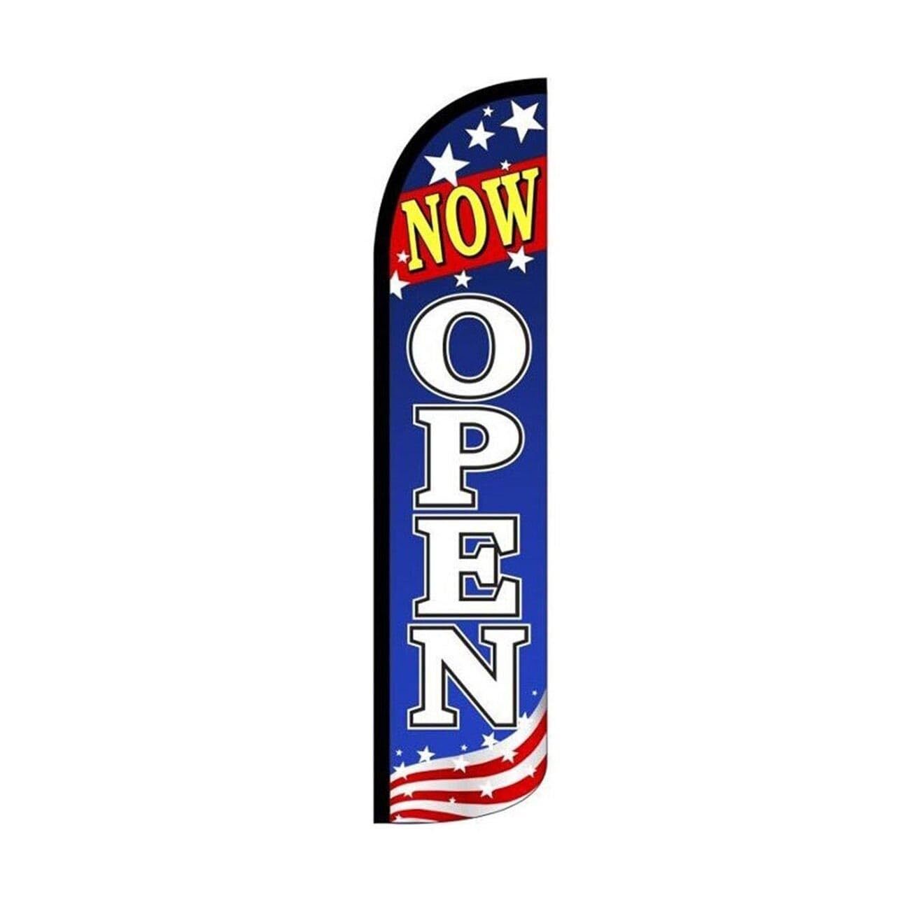 Now Open Swooper Flutter Feather Flag | 3ft W x 11.5ft Tall