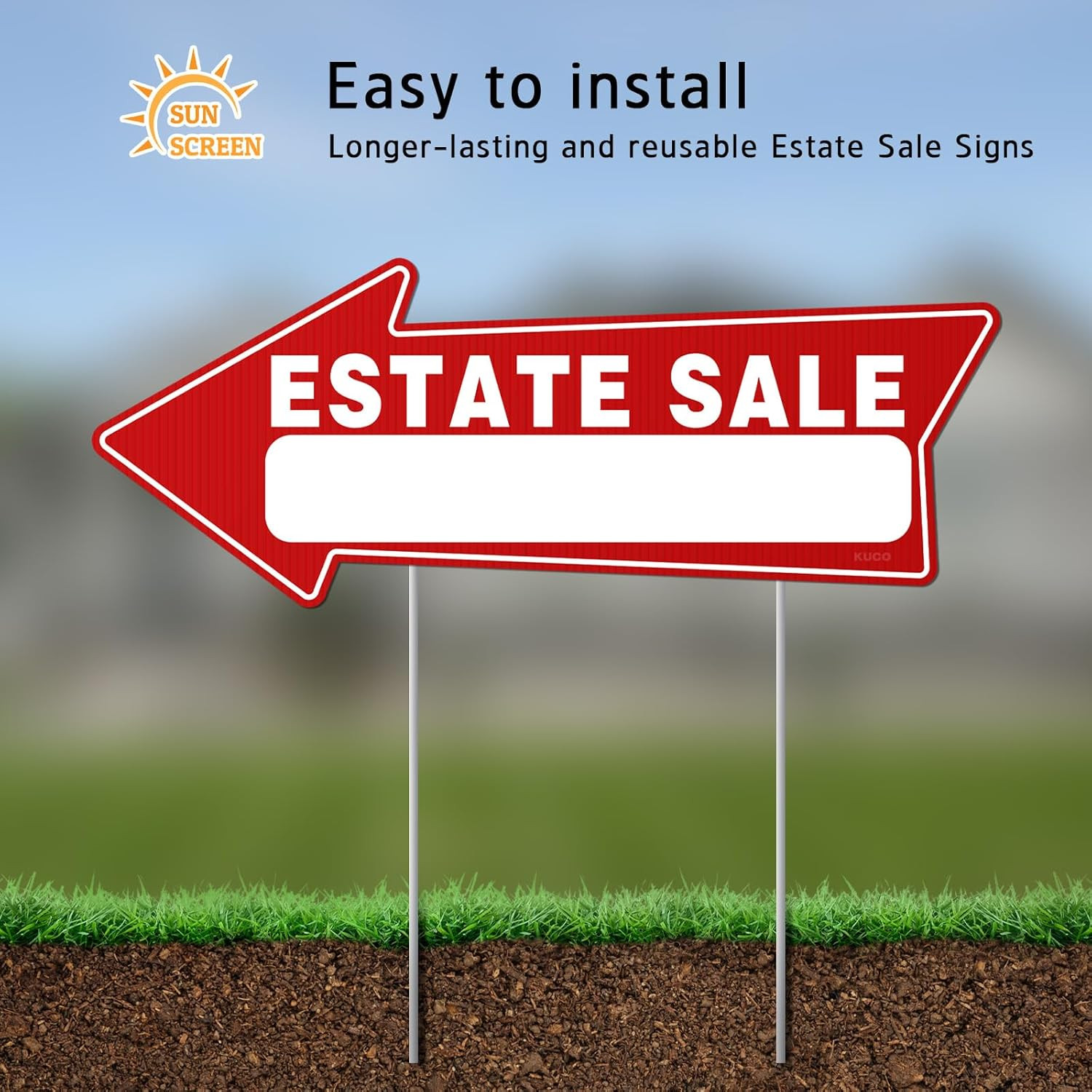 7 PC Estate Sale Signs, 17&Prime; X 6&Prime;, Estate Sale Signs with Stakes Double Sided, La