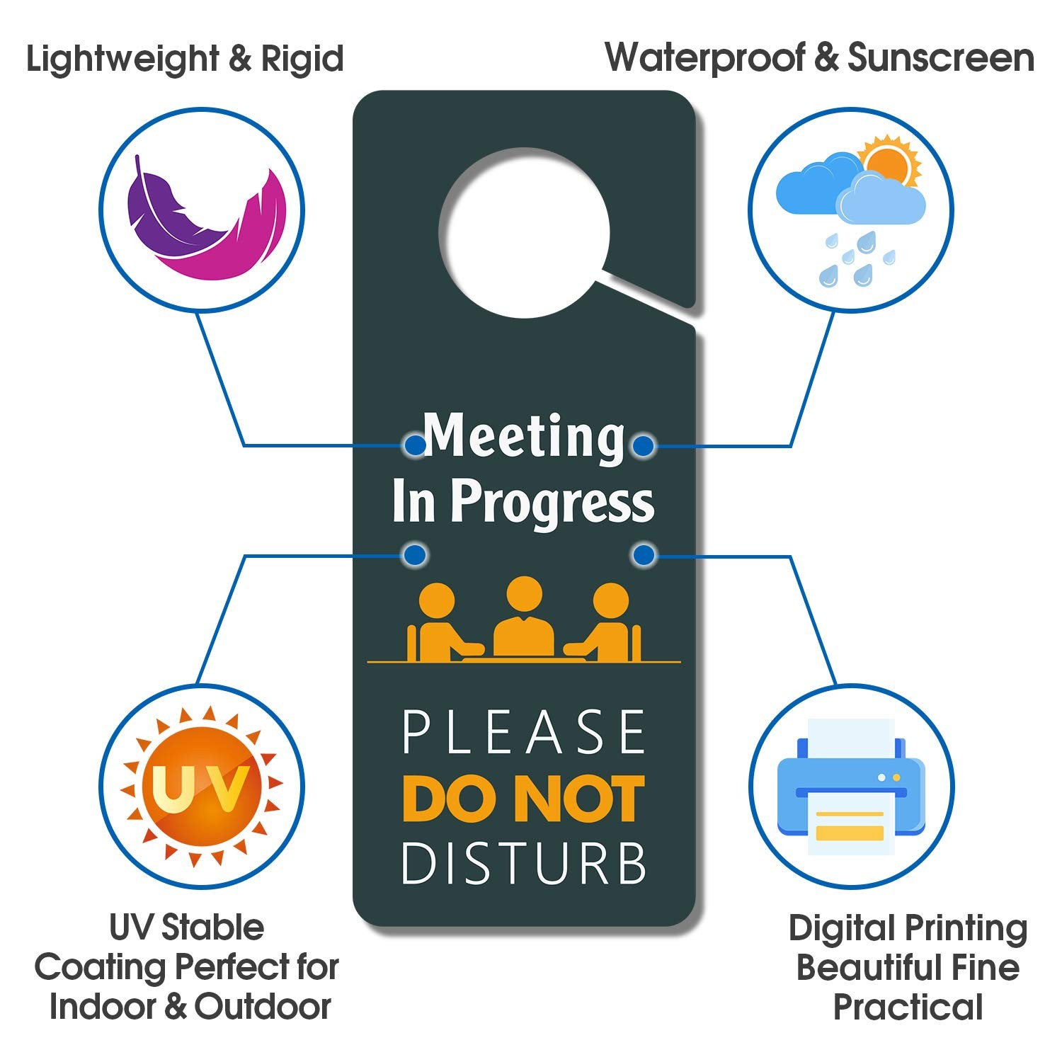 4 PCS Meeting In Progress Do Not Disturb Door Hanger Sign 3.5×8.7 Inch PVC