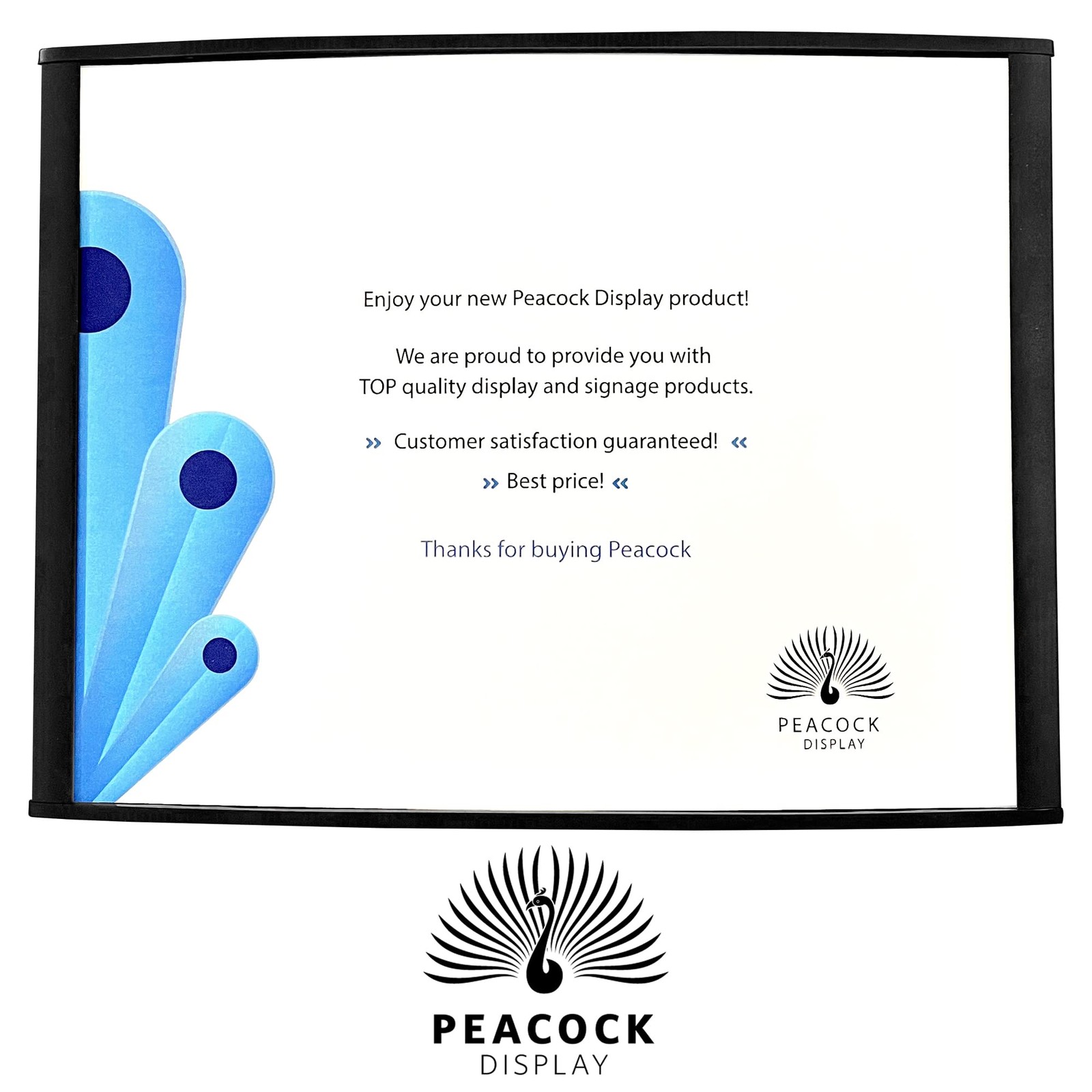 Peacock display Curved Office 11 x 8.5 inches, N-11×8.5&Prime; 5 signs black
