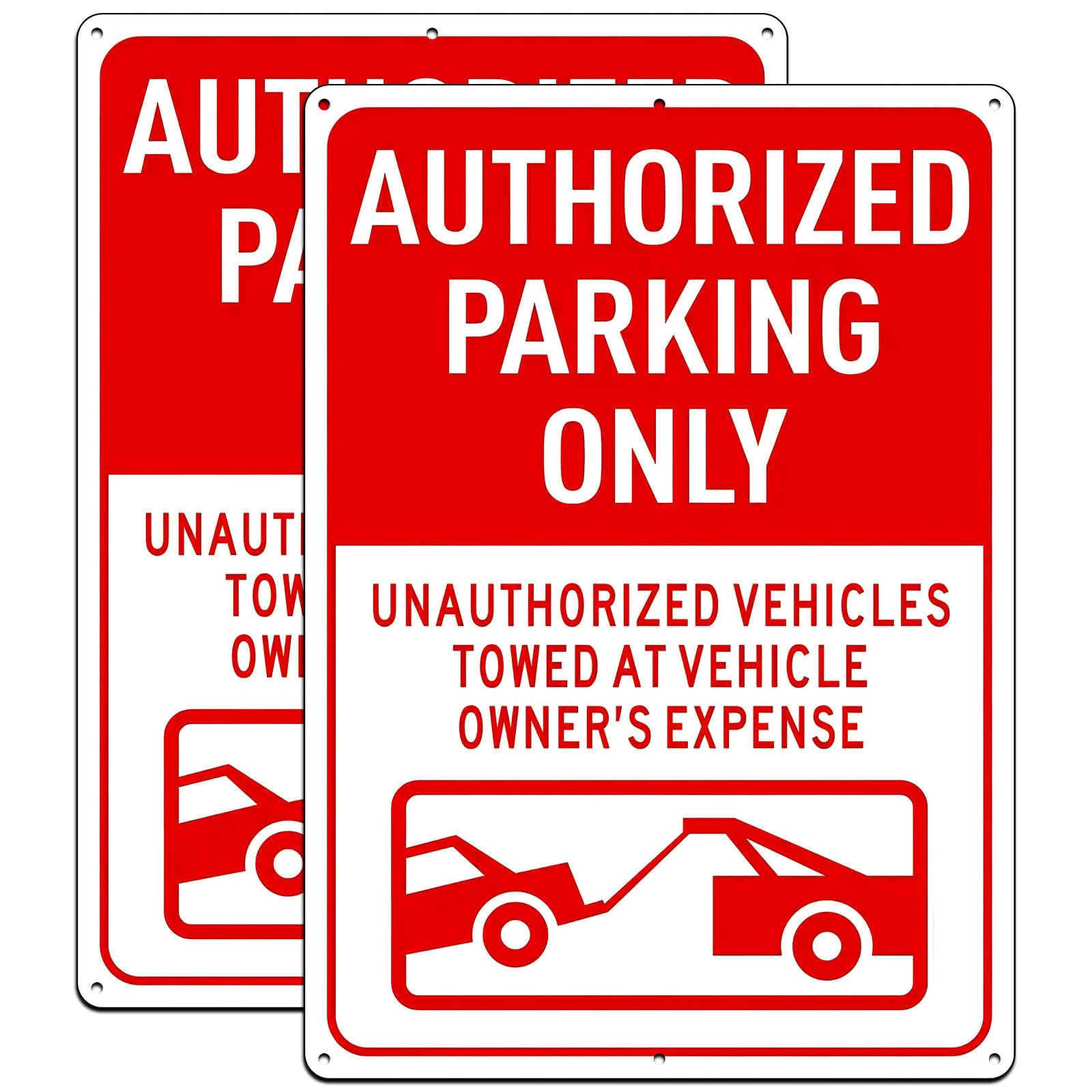 2 PCS Authorized Parking Only Sign Unauthorized Vehicles Towed 14×10 Inch Metal