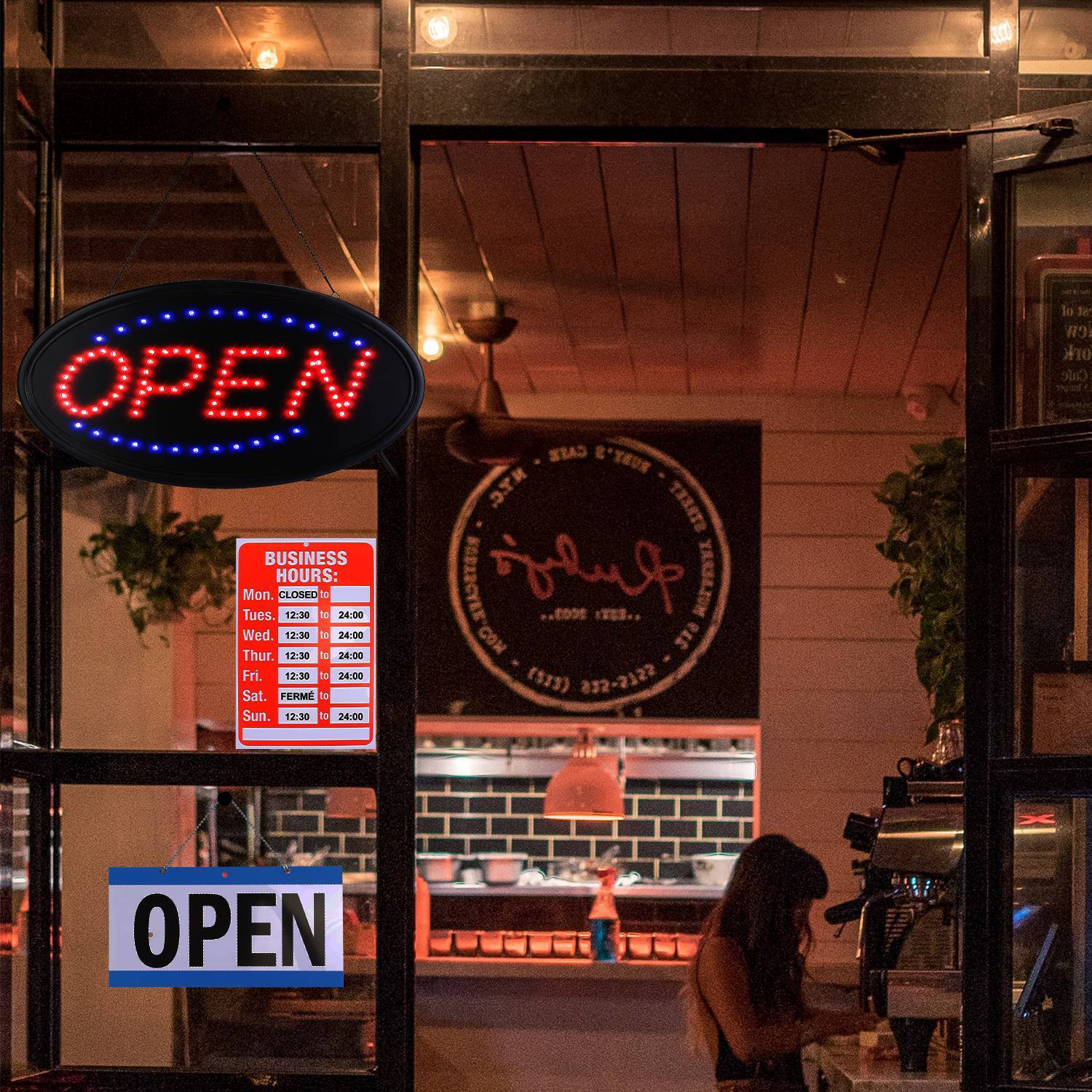 Electric Light Up LED Neon Business Open Closed Sign Flashing & Steady Ad Board