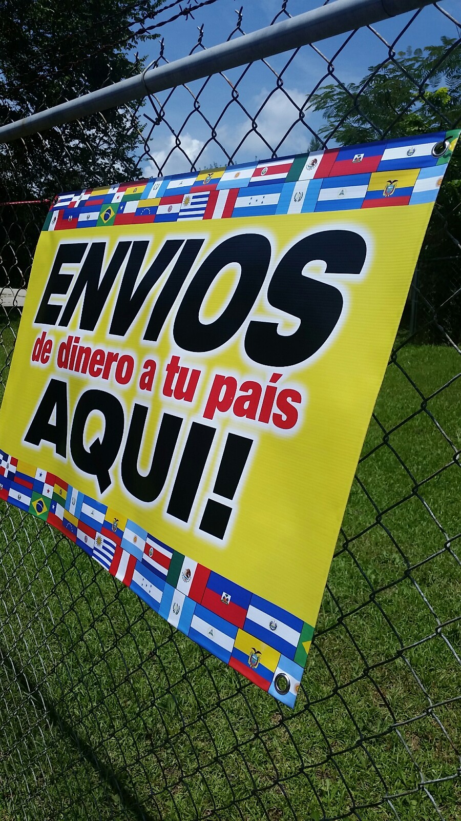 ENVIOS de Dinero AQUI Banner Sign Display Poster Tienda Store Wire Transfers EBT
