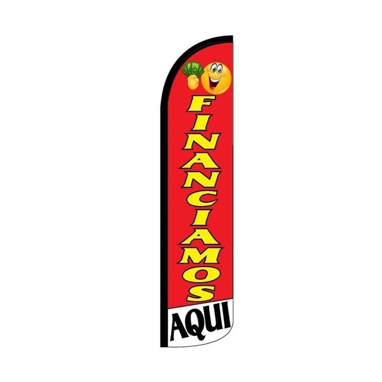 Financiamos Aqui Swooper Flutter Windless Feather Flag | 3ft W x 11.5ft Tall