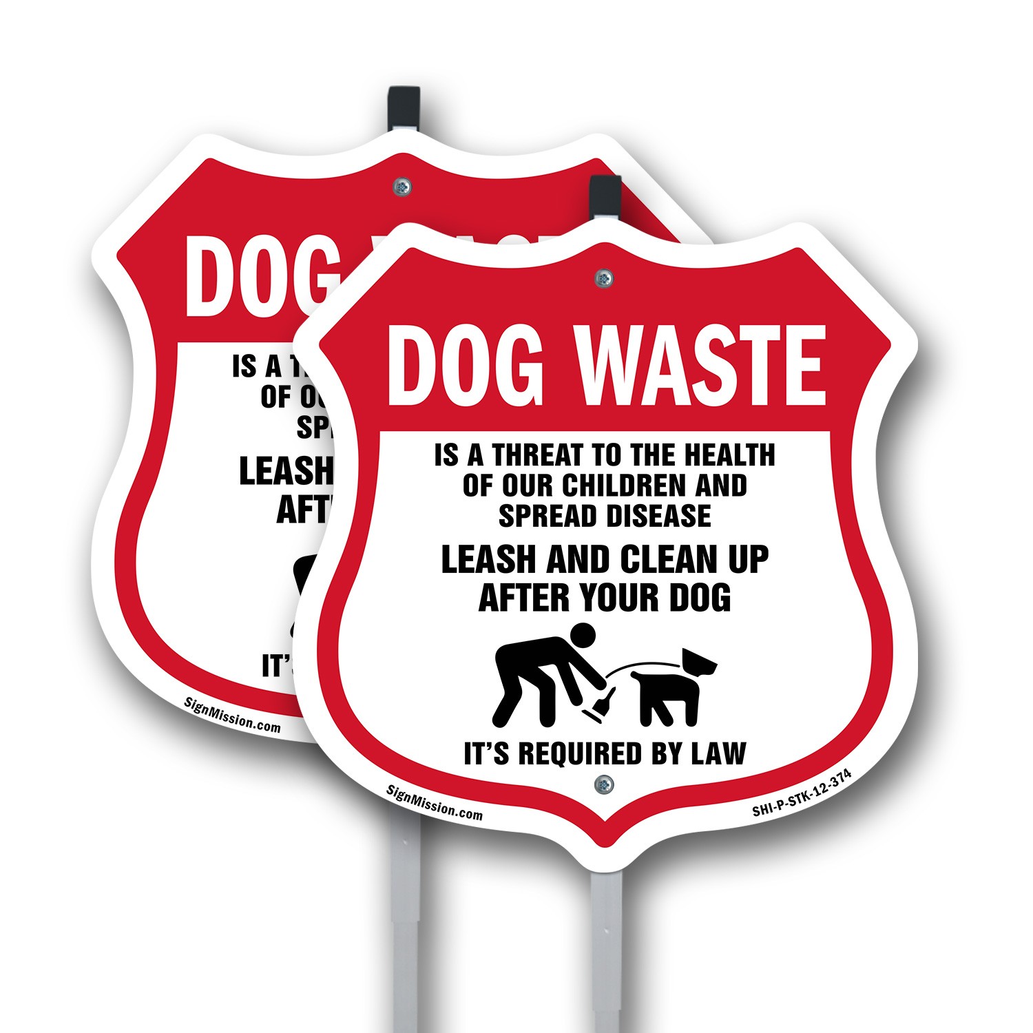 Dog Poop Shield Sign Dog Waste Is A Threat To The Health Shield Sign With Stake
