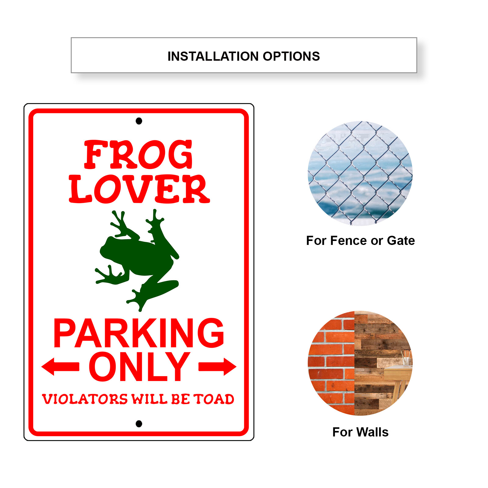Frog Lover Parking Only Violators Will Be Toad Novelty Aluminum Metal Sign