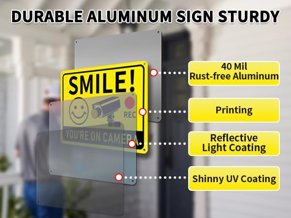 Security Camera Sign 2 Pack Warning Video Surveillance Outdoor Aluminum Weatherp