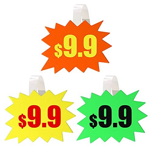 90 Pcs Colorful Starburst Signs for Retail Garage Sale Pricing Yard Sale Tags