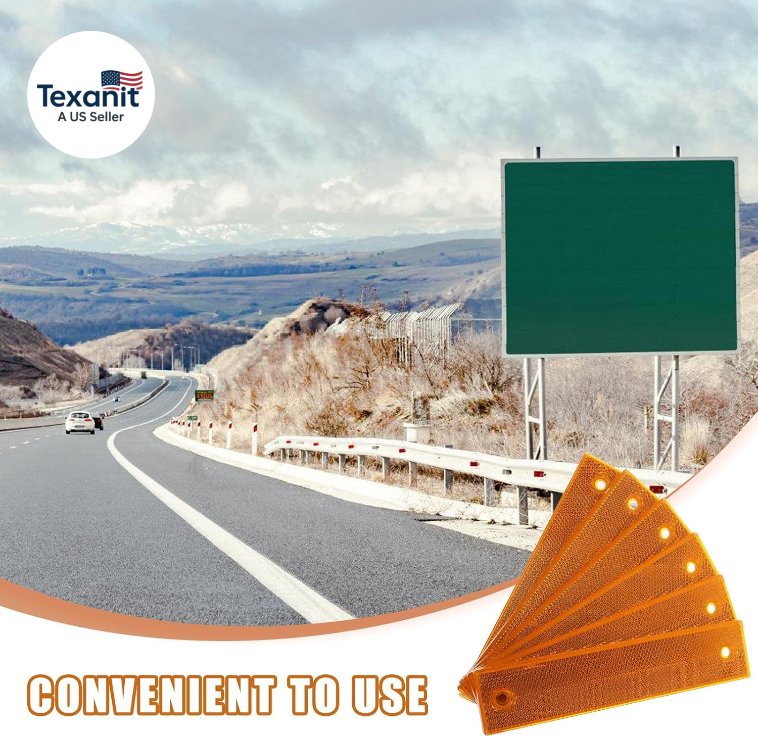 6Pcs Reflective Sign Post, Road Pavement Markers, Night Safety Reflective Panels