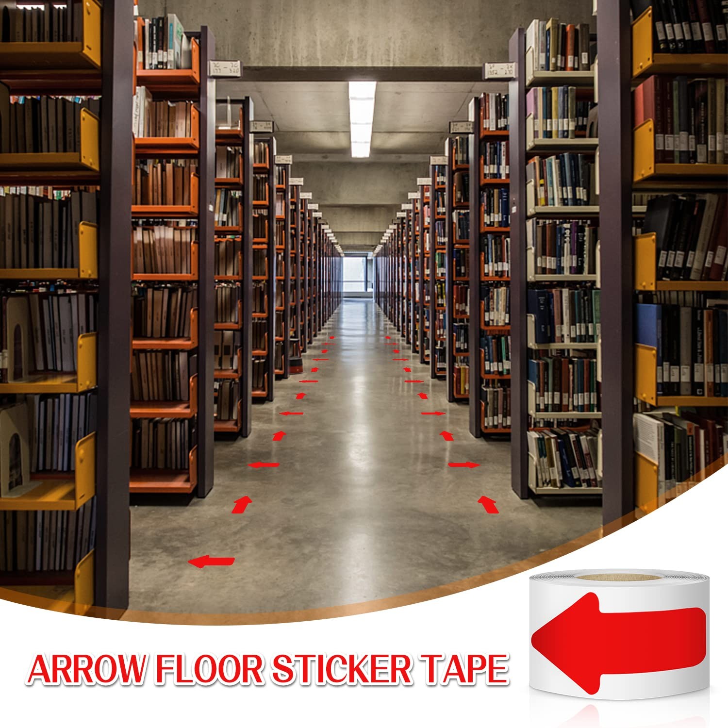 Arrow Floor Sign Tape 2&Prime; x 4&Prime; Marking Sticker 200 PCS Decal Tape Red