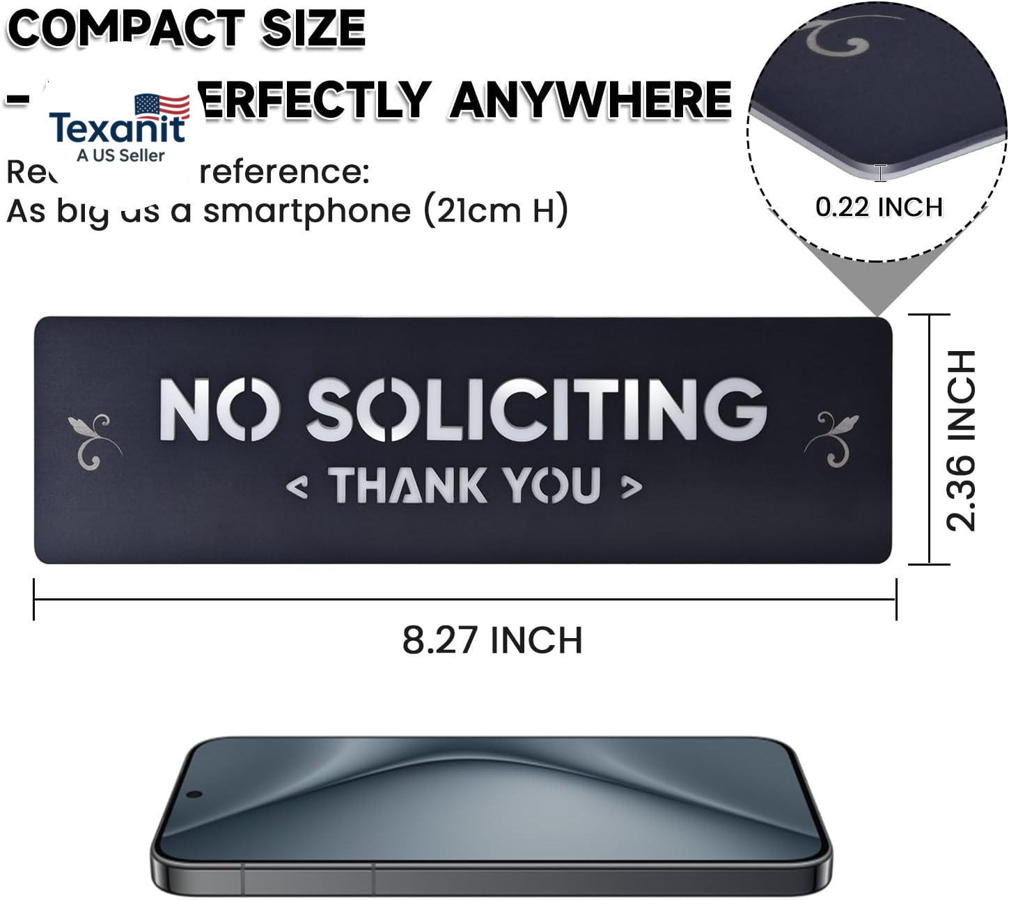 No Soliciting Sign for House and Business, 304 Stainless Steel, Matte Black, Rai