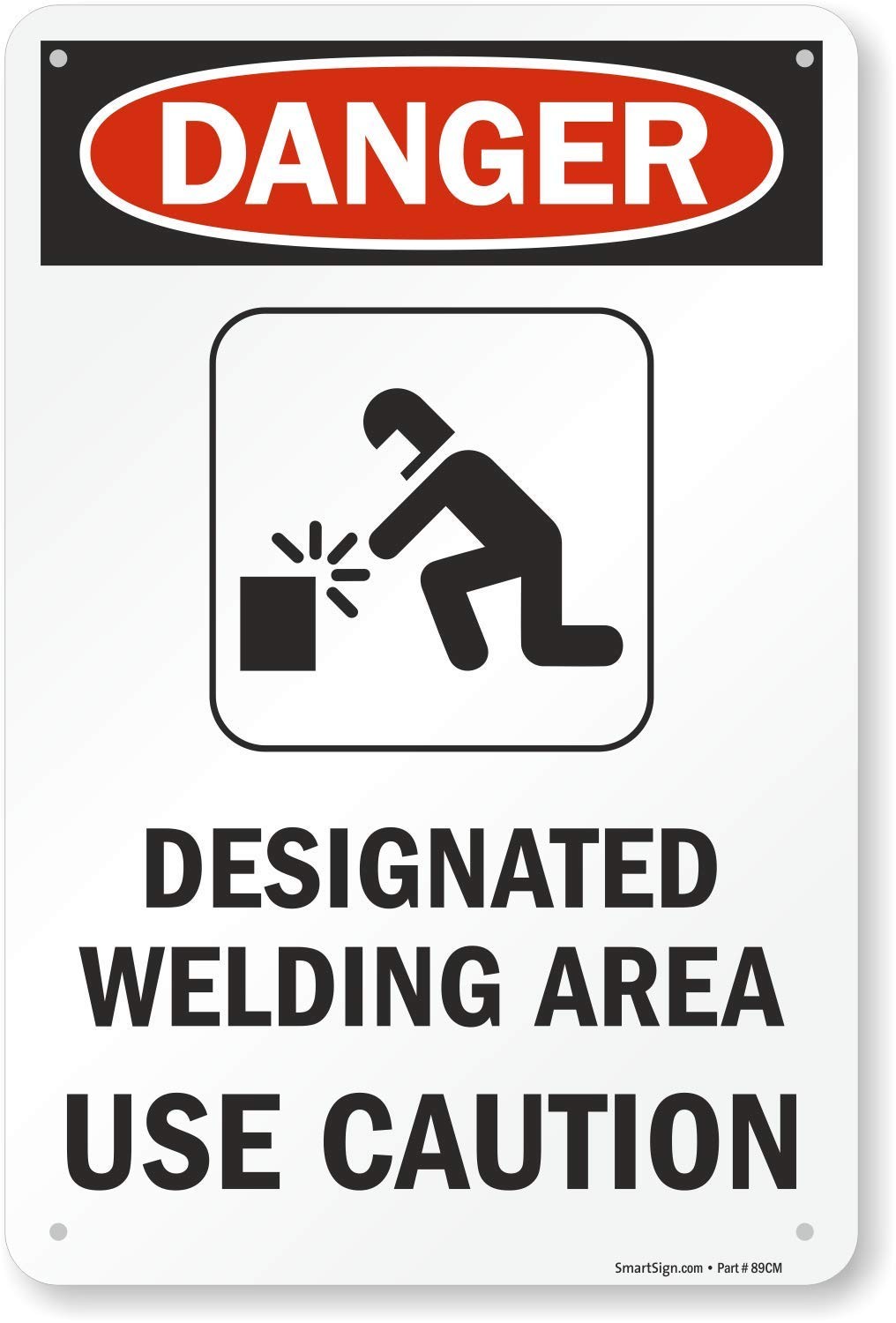 Danger Designated Welding Area Aluminum Sign 18×12 Inch Black Red on White
