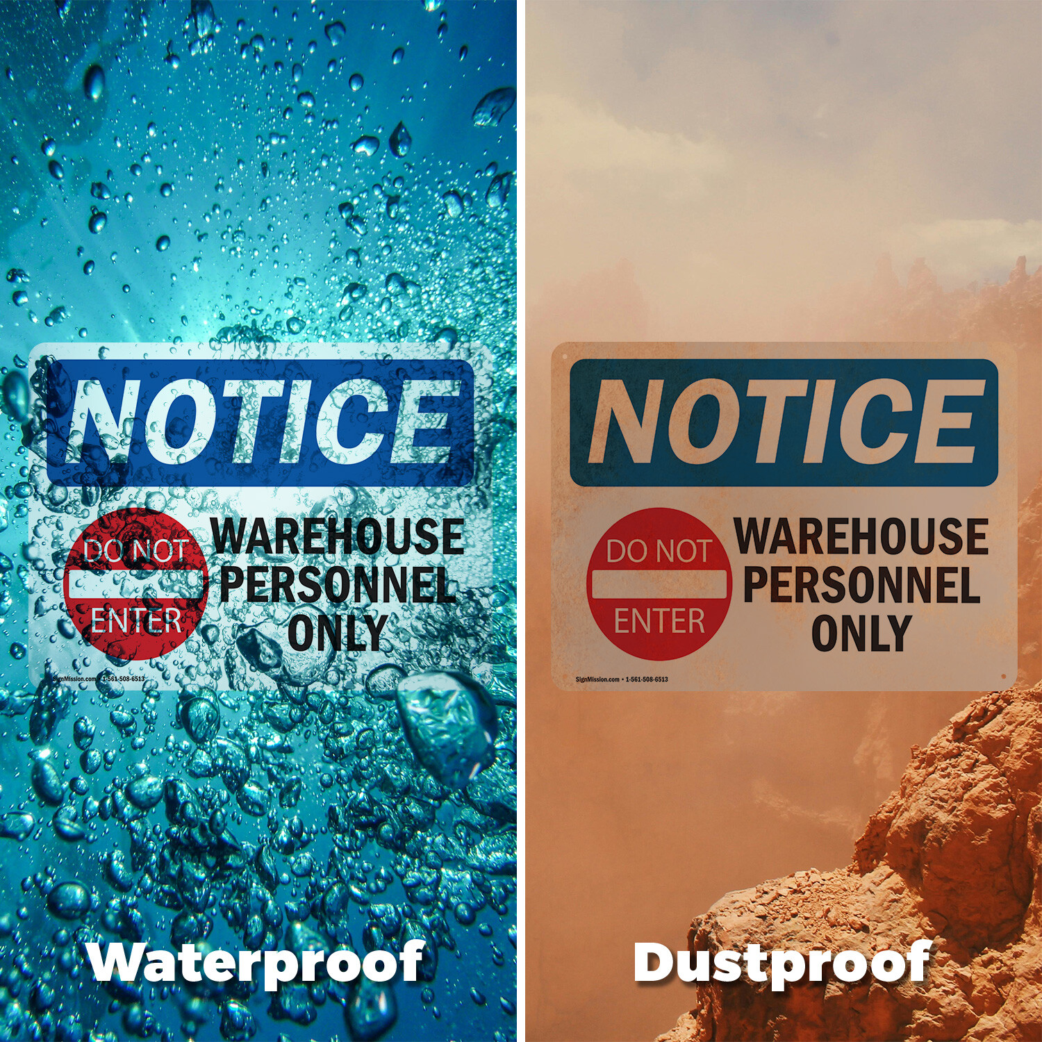 (2 Pack) Warehouse Personnel Only OSHA Notice Sign Decal Metal Plastic