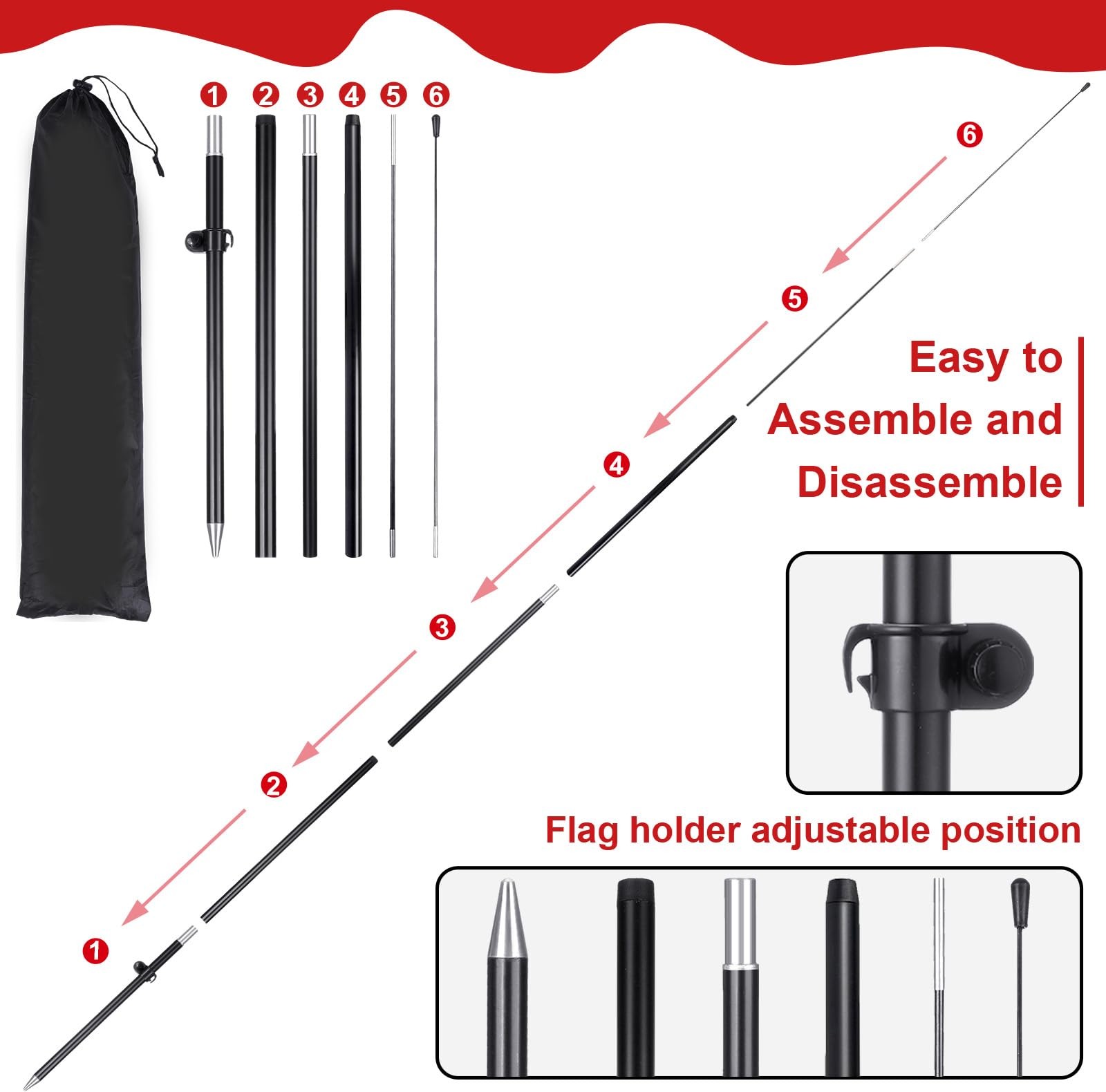 Buryeah 3 Sets Now Open Feather Flag Pole Kit 7 ft for Business Advertising O…