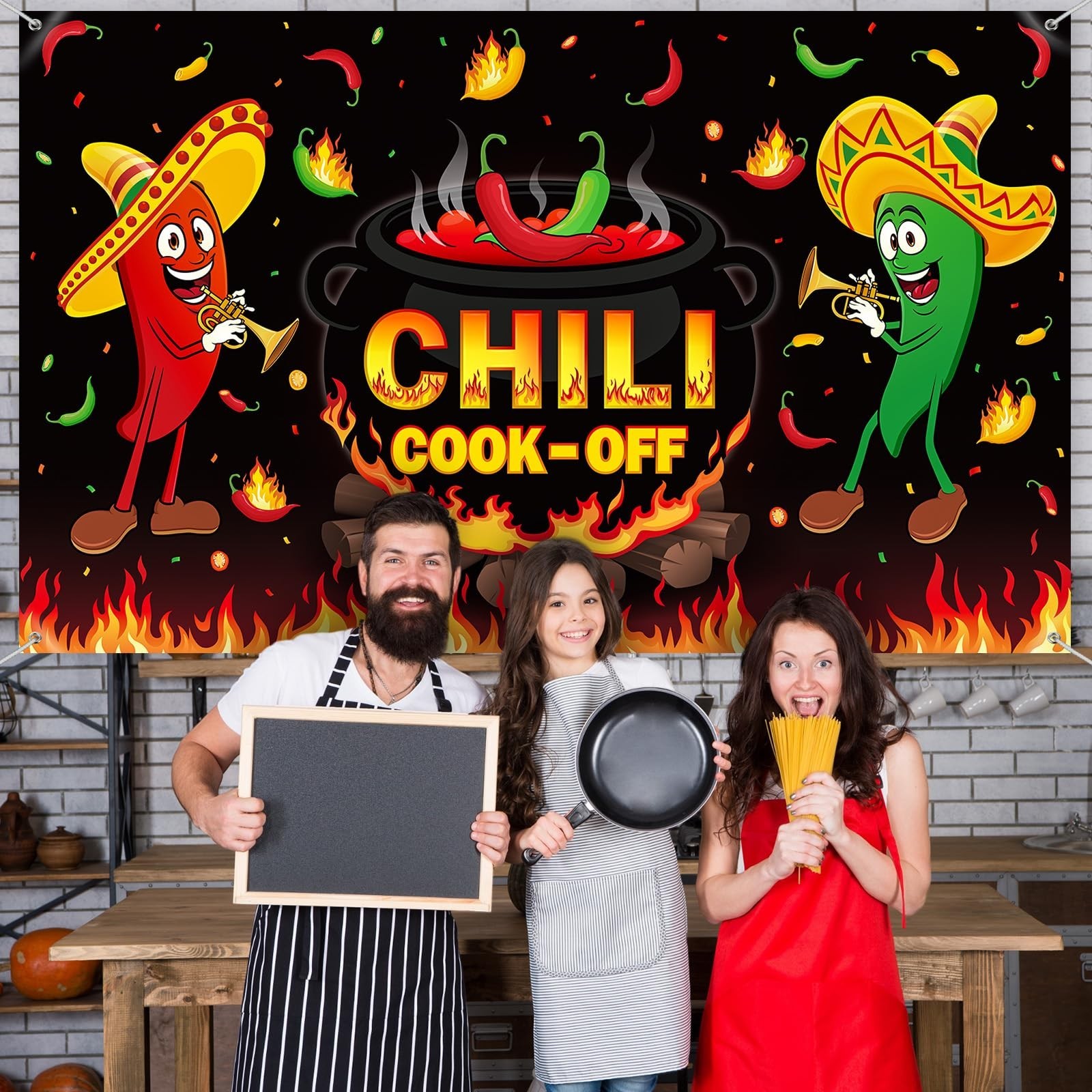 Panelee Chili Cook off Decorations 73 x 43 Inch Chili Cook off Banner Photogr…