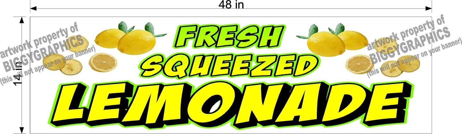 CLEARANCE SALE 14&Prime; X 48&Prime; FRESH SQUEEZED LEMON LEMONADE DRINKS VINYL BANNER
