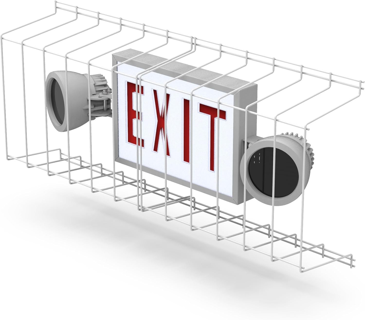 Exit Sign Protection Cage – Durable Polyester Coated Steel Wire Guard