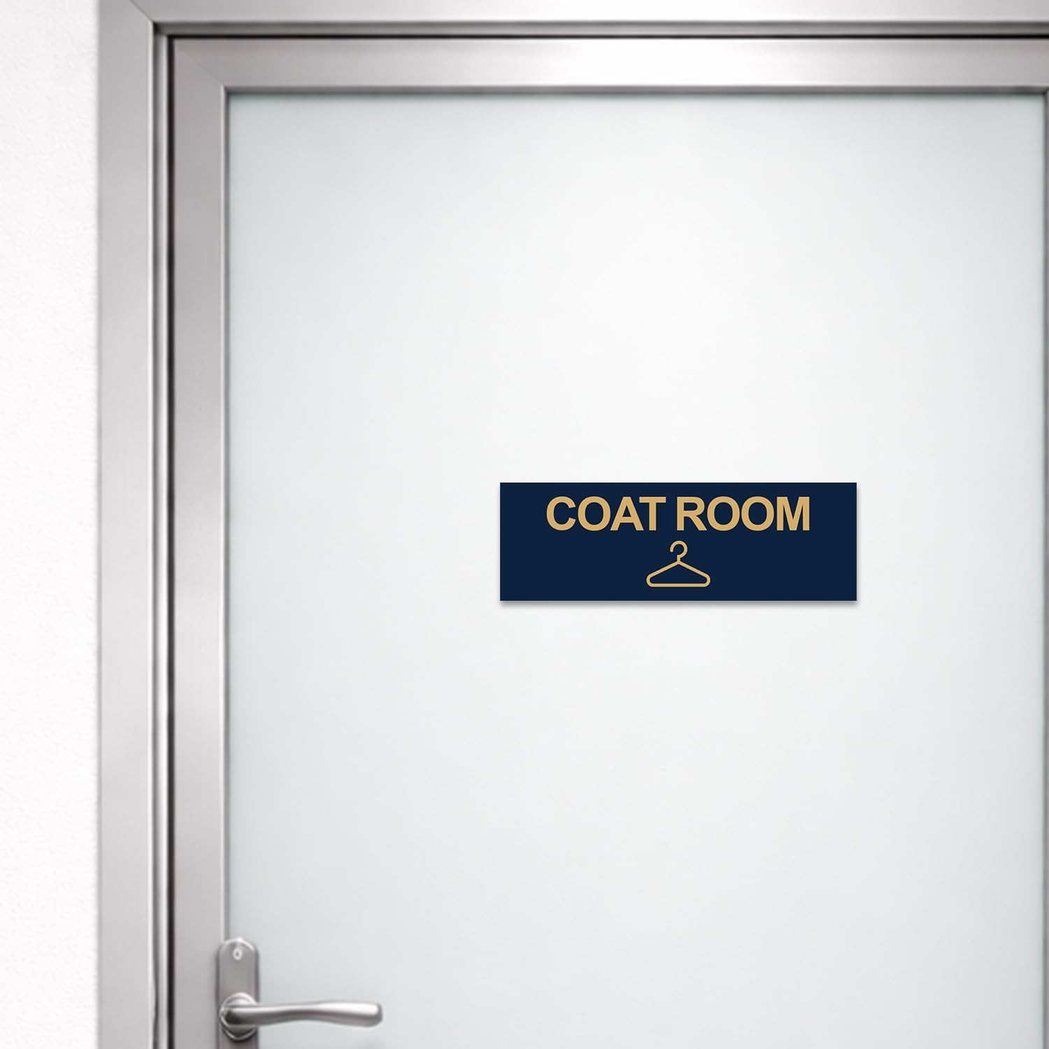 Basic Coat Room Sign Brushed Silver Large Door Wall Office Marker Plaque