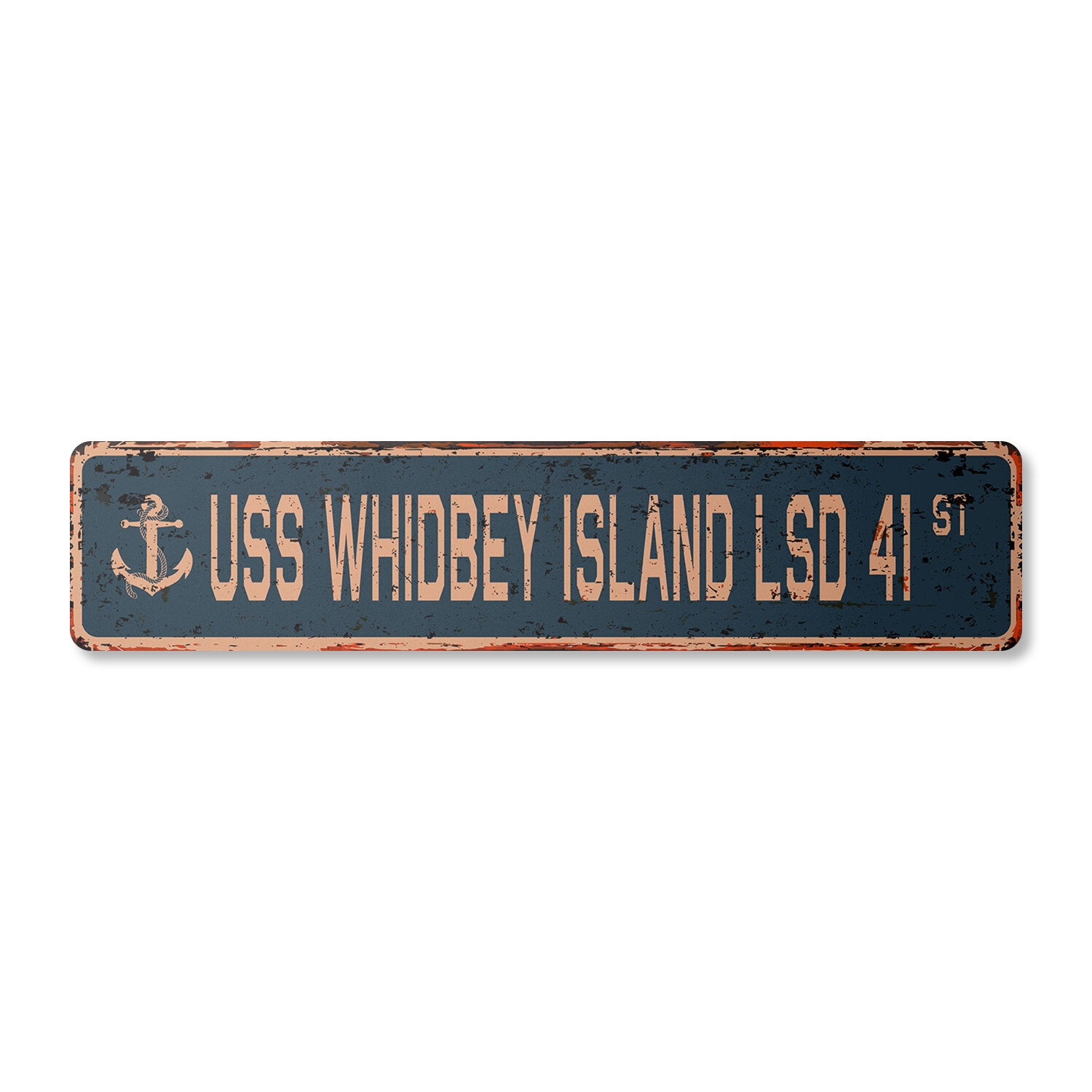 USS WHIDBEY ISLAND LSD 41 Vintage Street Sign us navy ship veteran sailor rustic