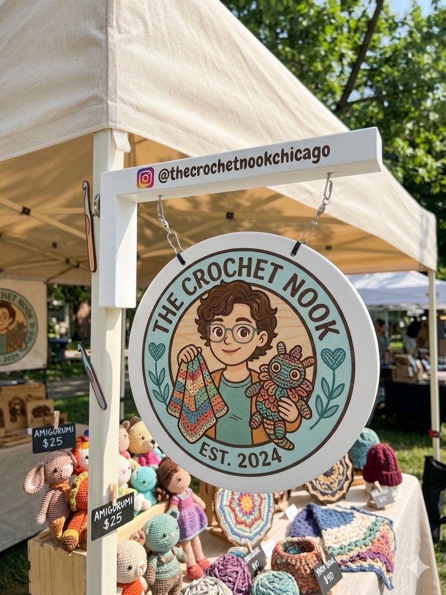 3D/UV Custom Tent Sign For Vendor Markets Social Media Craft Show