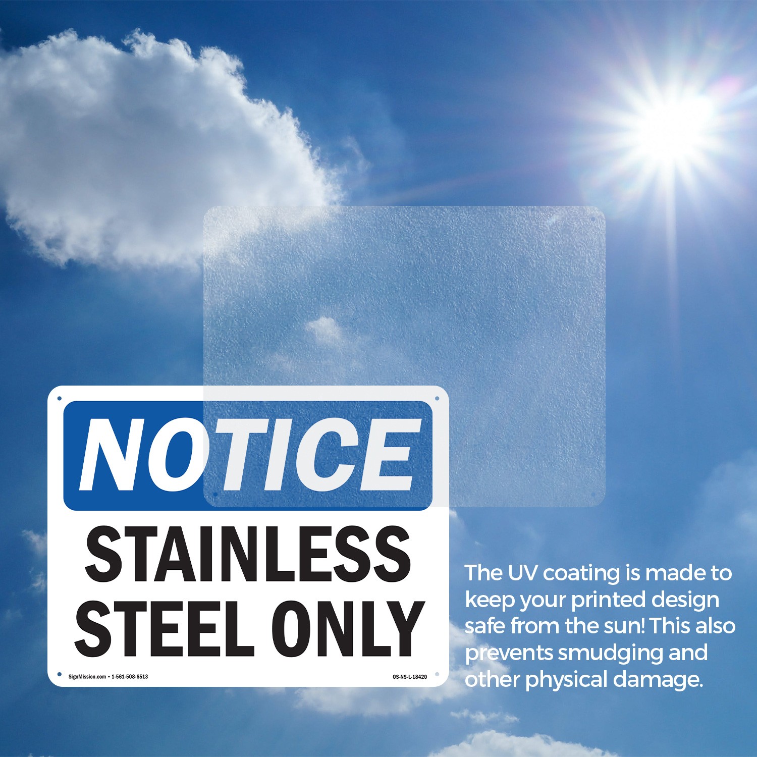 Stainless Steel Only OSHA Notice Sign Metal, Plastic, Or Decal – 5 or 10 Pack