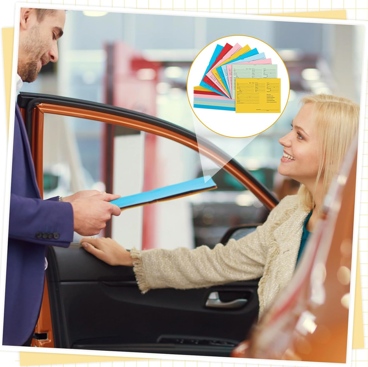 120 Pcs Vehicle Dealer Jackets for Car Sales Colored Printed Deal Envelopes Deal